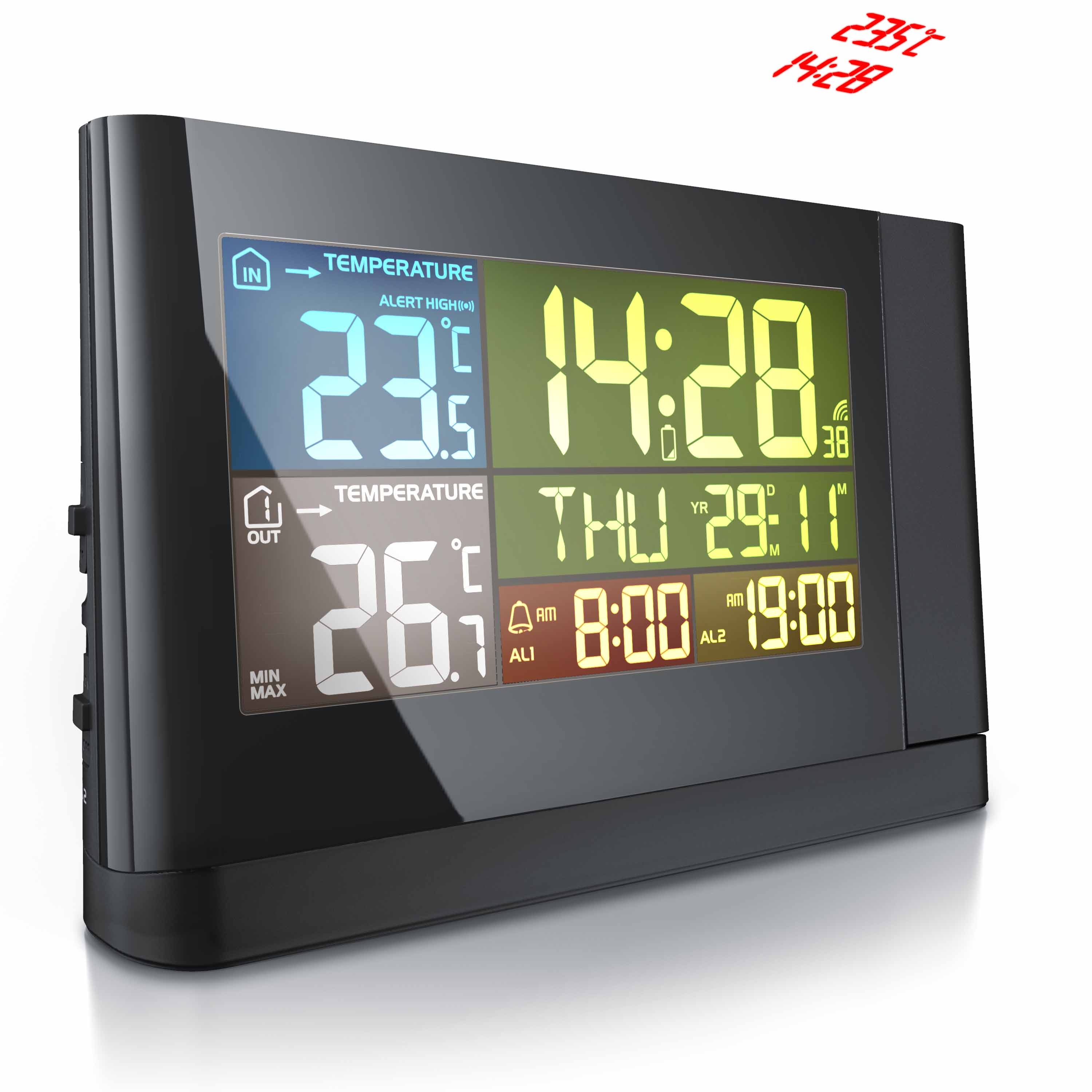 BEARWARE Wetterstation mit Au&szlig;ensensor, Funkwetterstation mit Projektion (um 180&deg; drehbar) & Farbdisplay - Bild 1