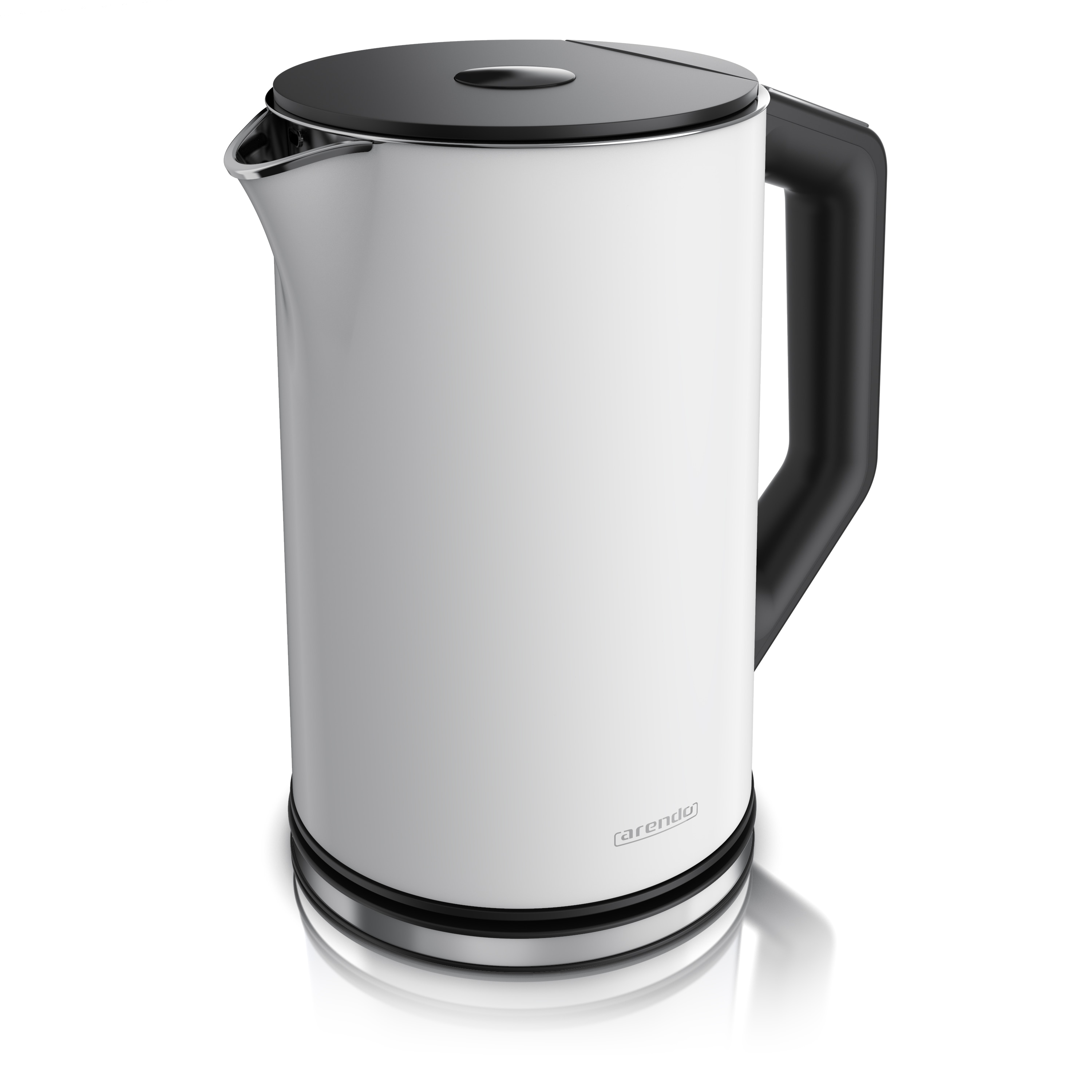 Arendo Wasserkocher 1,5 l 2200 W, Edelstahl, Doppelwand, Temperaturwahl 40 - 100&deg;C mit Anzeige, wei&szlig; matt - Bild 1