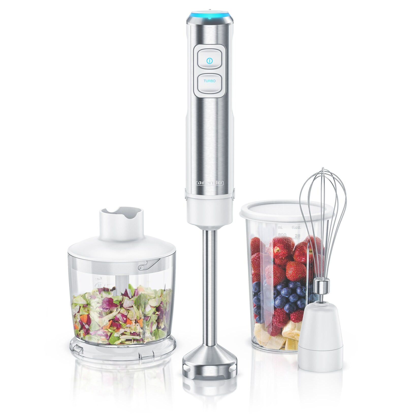 Arendo Stabmixer Edelstahl Set mit DC Motor – inkl. 800 ml Messbecher + Schneebesen | 04062861072790