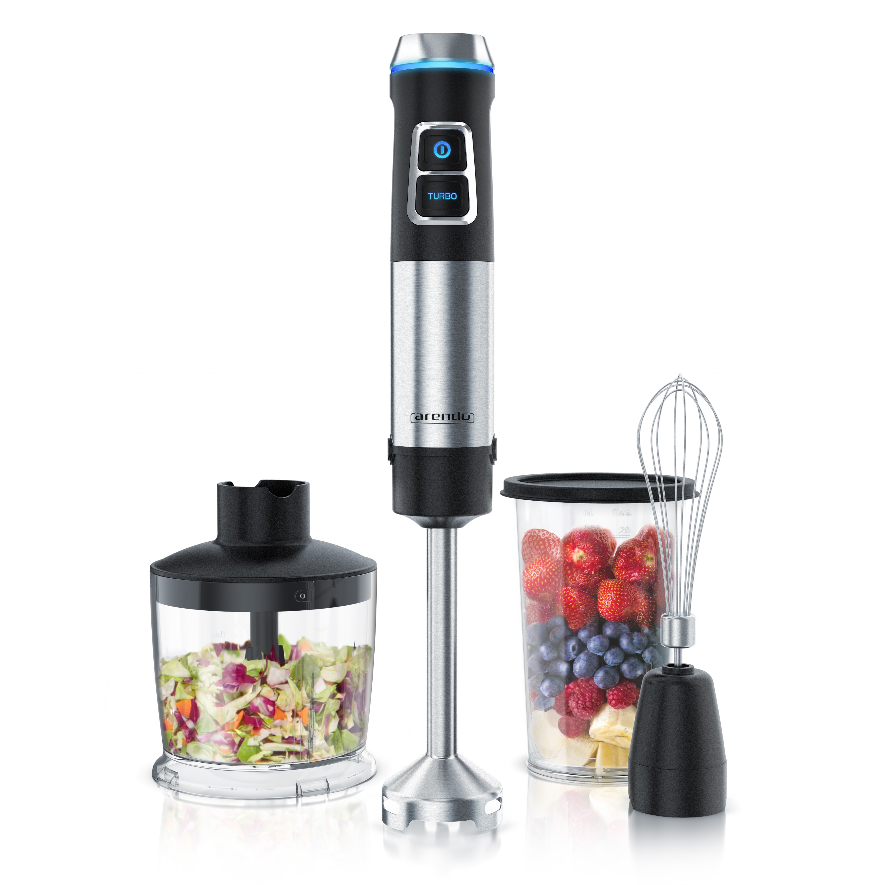 Arendo Stabmixer Edelstahl Set - P&uuml;rierstab - stufenlose Geschwindigkeit - Bild 1