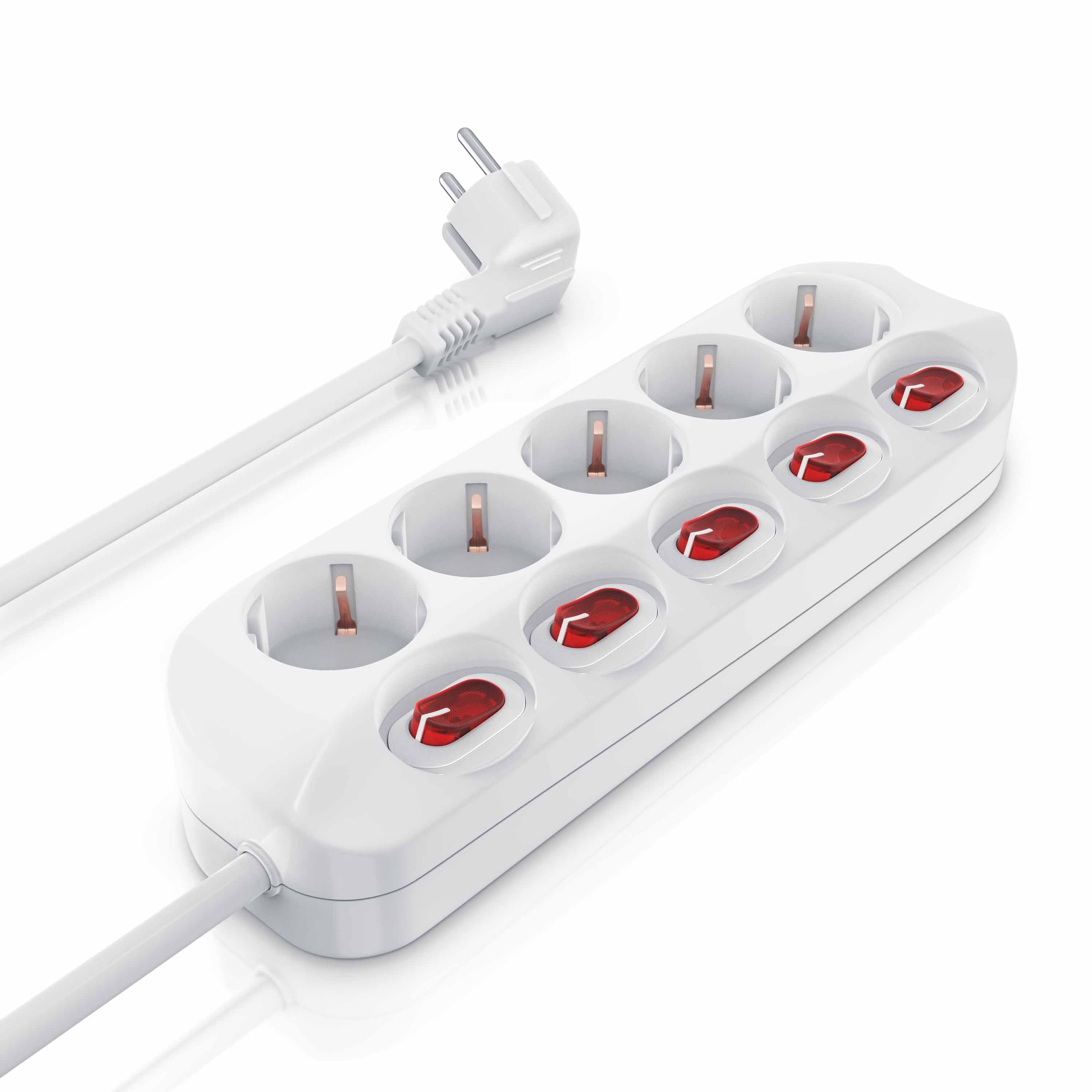 BEARWARE Steckdosenleiste Mehrfachsteckdose Steckerleiste 3680W, 5-fach - Bild 1