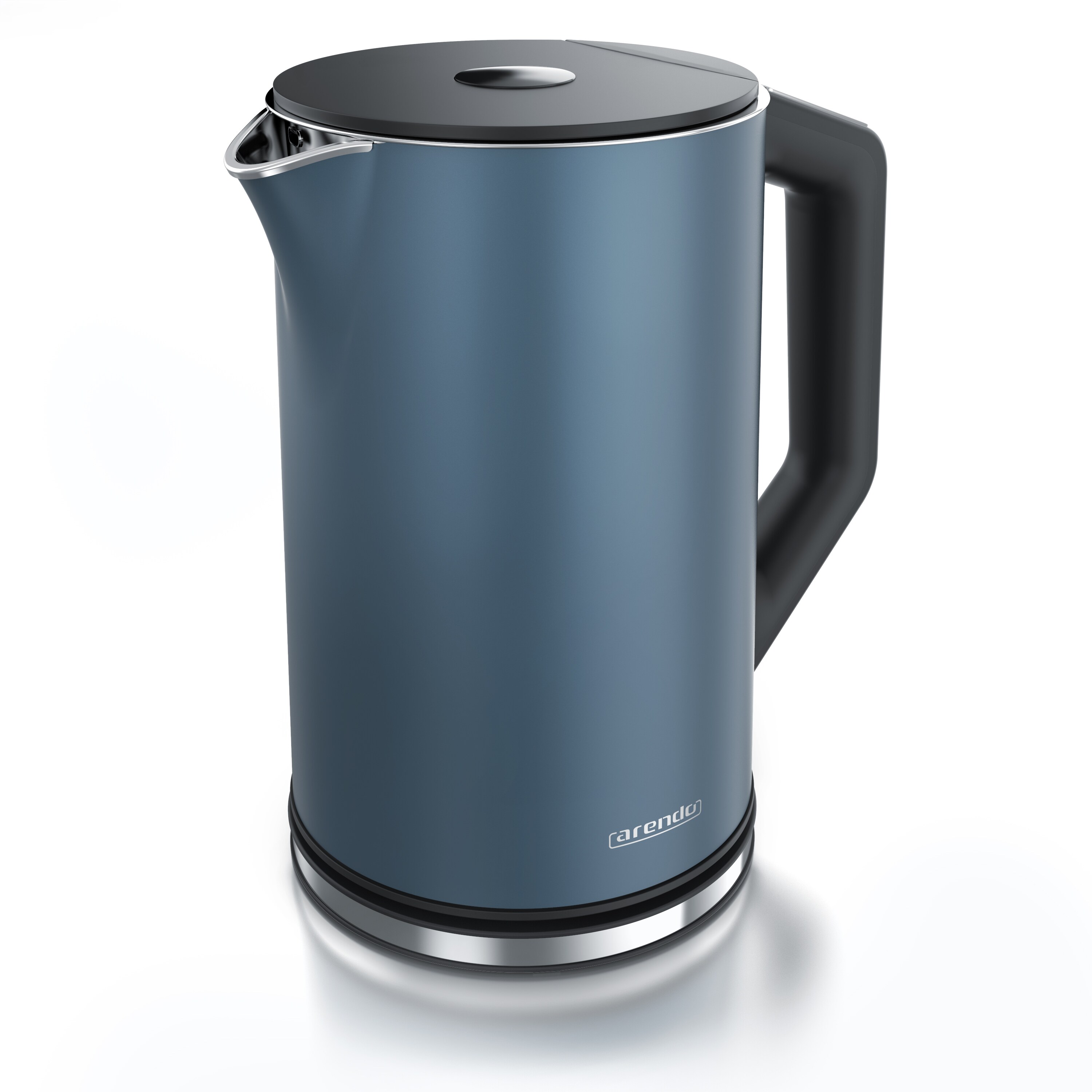 Arendo Wasserkocher 1,5 l 2200 W, Edelstahl, Doppelwand, Temperaturwahl 40 - 100&deg;C mit Anzeige, blau matt - Bild 1