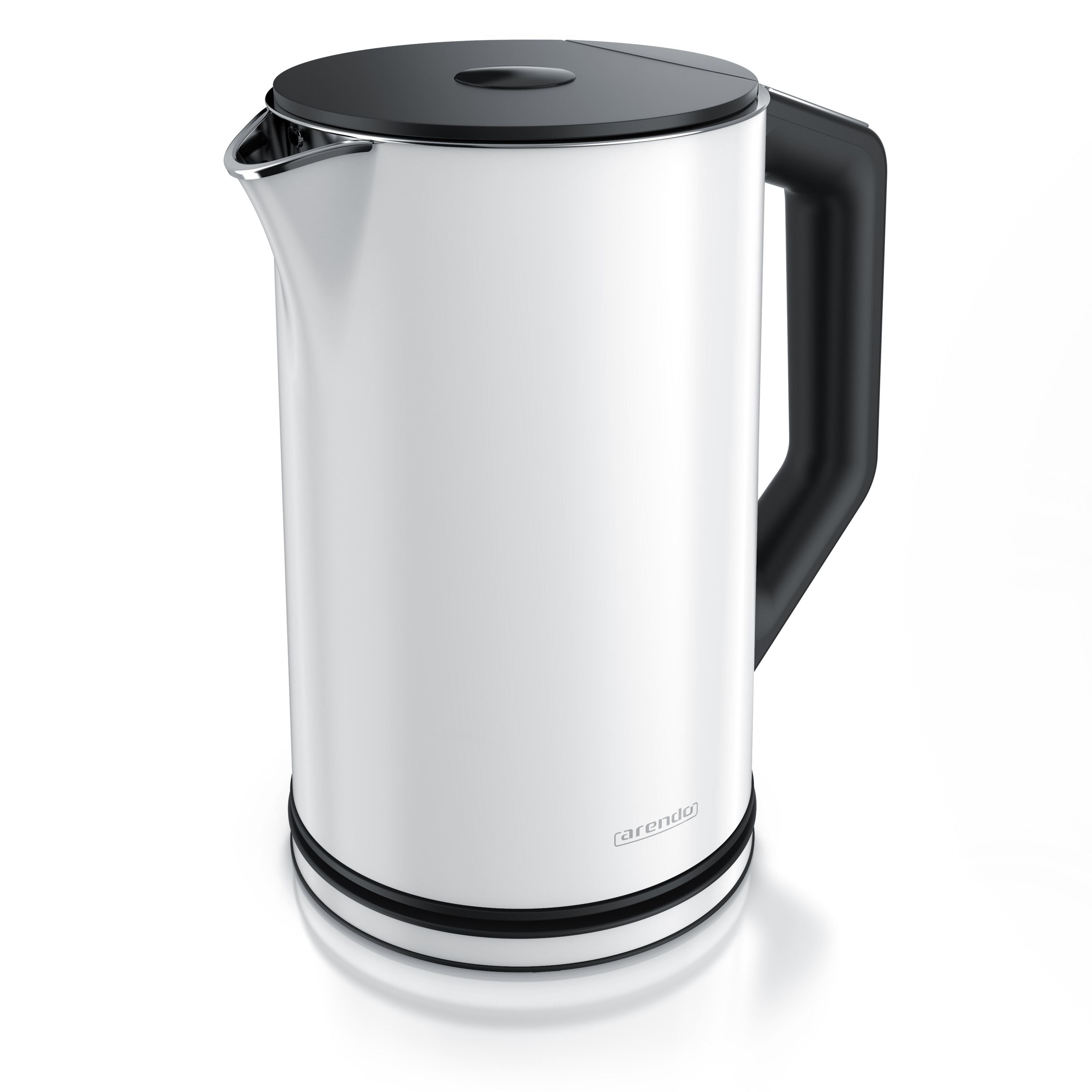 Arendo Wasserkocher 1,5 l 2200 W, Edelstahl, Doppelwand, Temperaturwahl 40 - 100&deg;C mit Anzeige, wei&szlig; - Bild 1