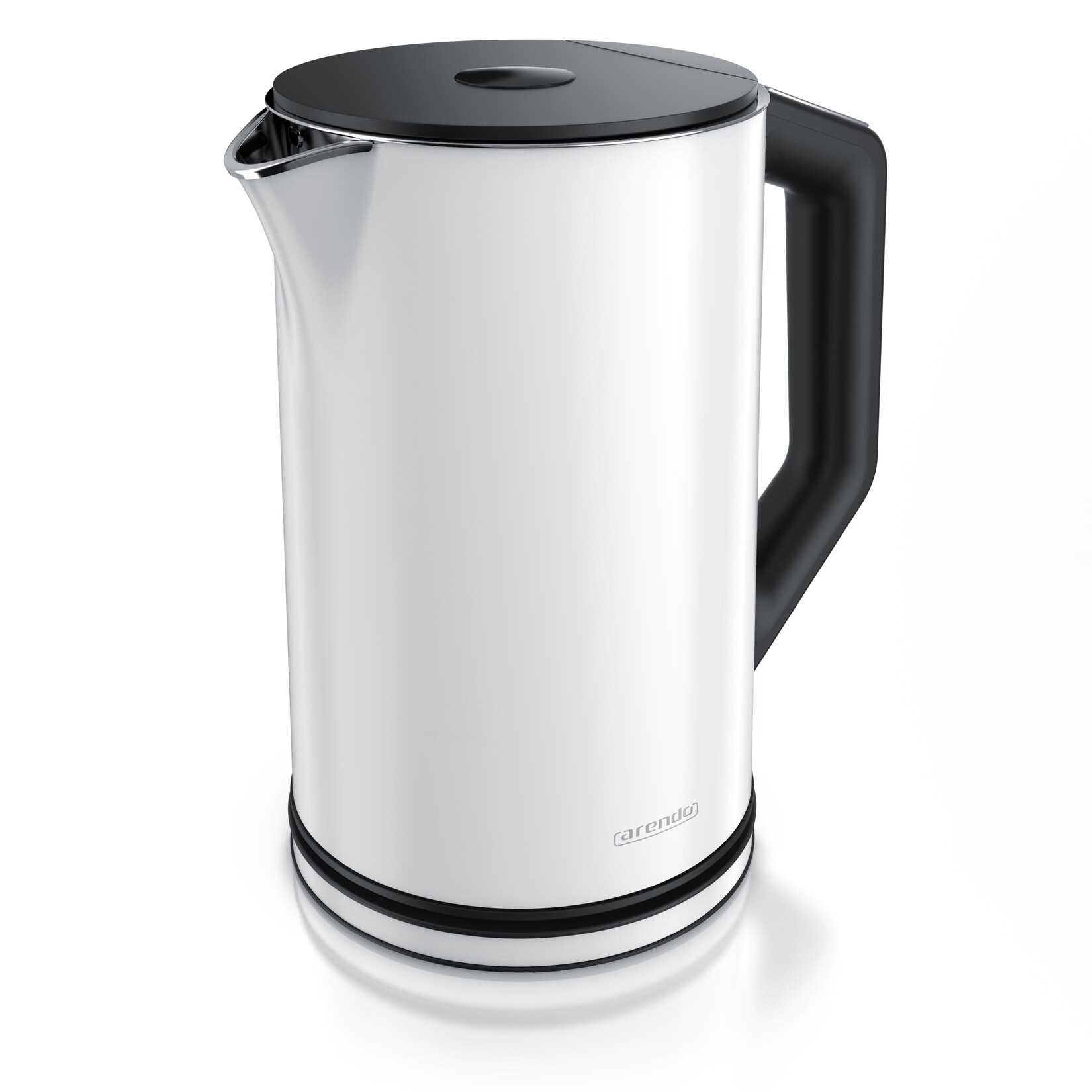 Arendo Wasserkocher 1,5 l 2200 W, Edelstahl, Doppelwand, Temperaturwahl 40 – 100°C mit Anzeige, weiß | 04062861808917