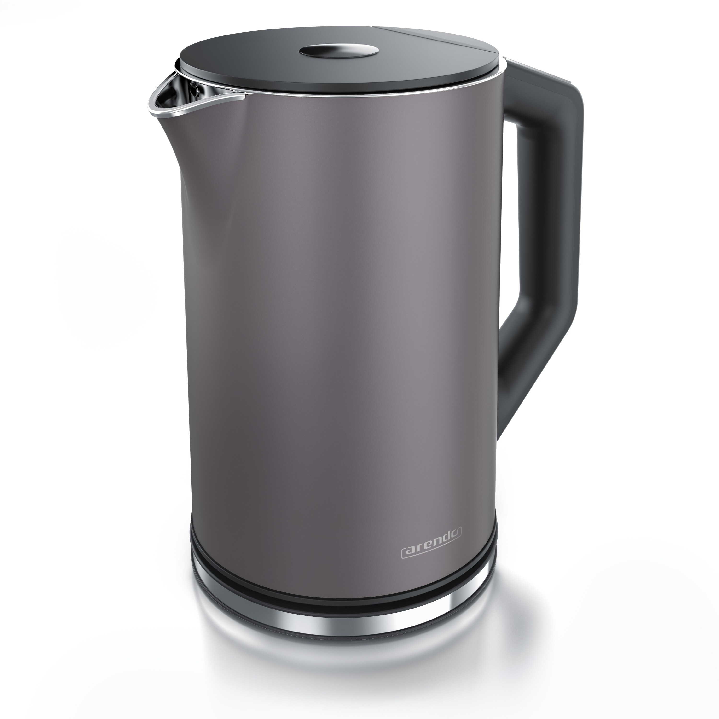 Arendo Wasserkocher 1,5 l 2200 W, Edelstahl, Doppelwand, Temperaturwahl 40 - 100&deg;C mit Anzeige, vulkangrau - Bild 1