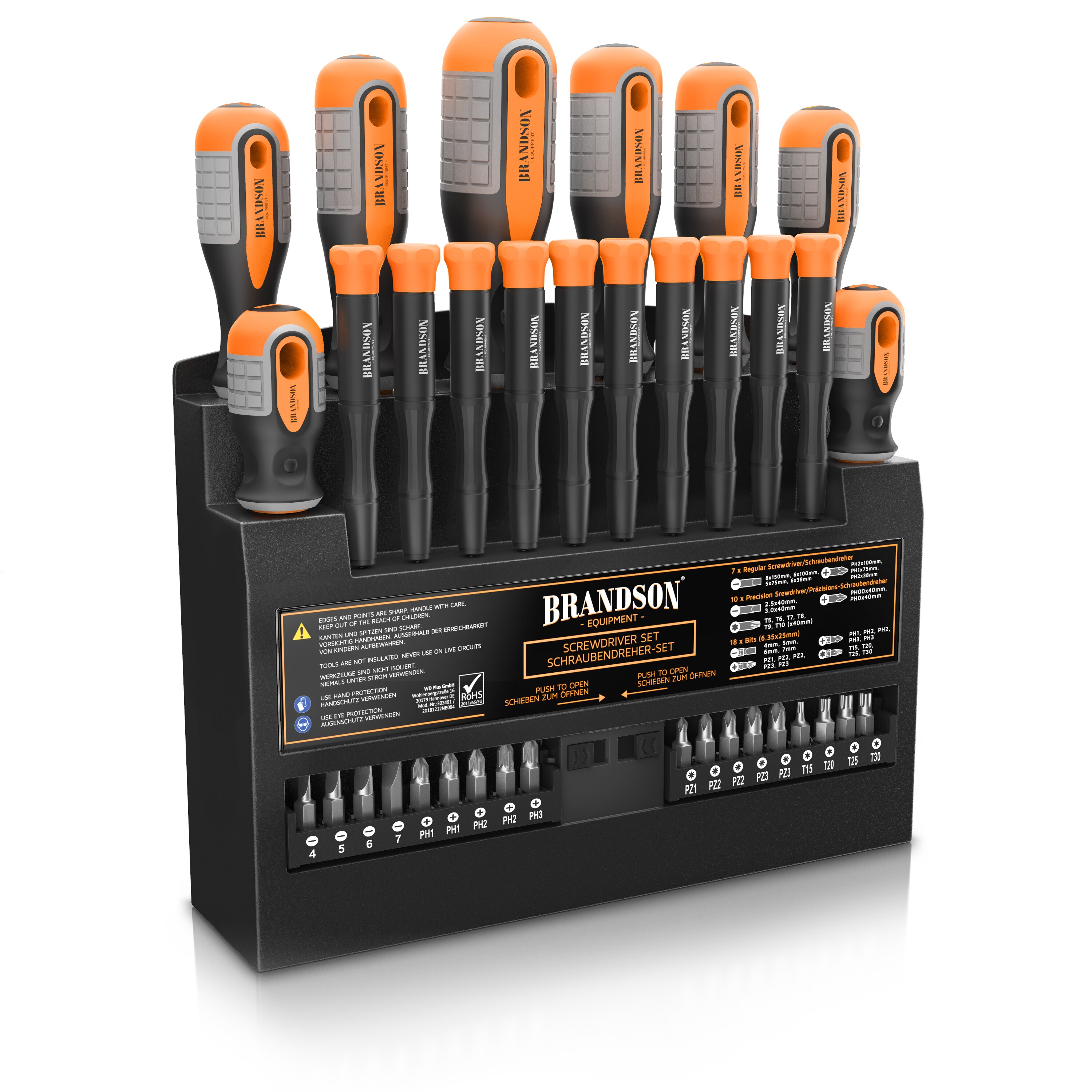 Brandson Schraubendreher Set 36 teilig - Chrom Vanadium - magnetisch - 18 Bits mit Bithalter - Schlitz und Kreuzschlitz Schraubendreher - Feinmechanik - Bild 1