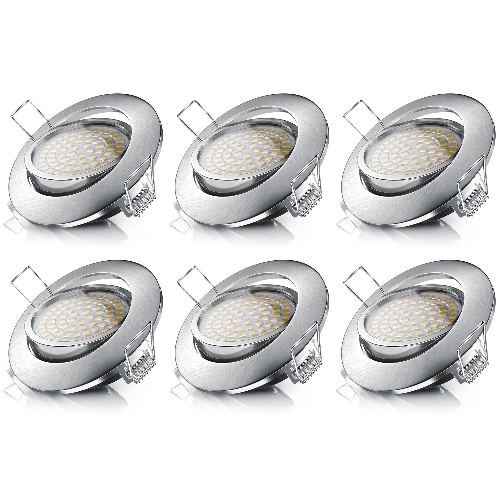 Brandson 6x LED Einbaustrahler, dimm- und schwenkbarer Deckenspot mit Aluminium Rahmen / Warmweiß | 04062861841334