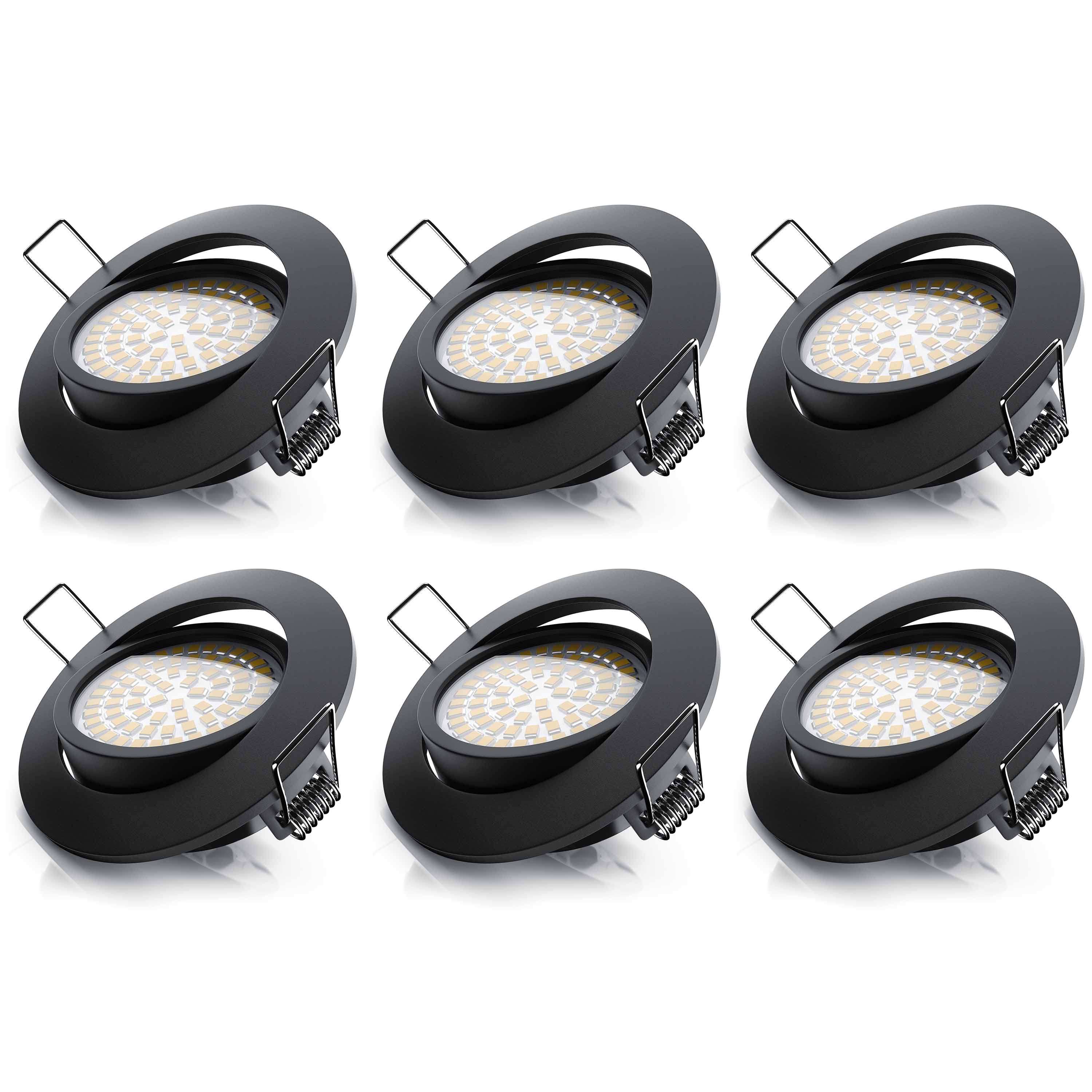Brandson 6x LED Deckenspots dimmbar & schwenkbar Einbaustrahler mit Aluminium Rahmen in schwarz - Bild 1