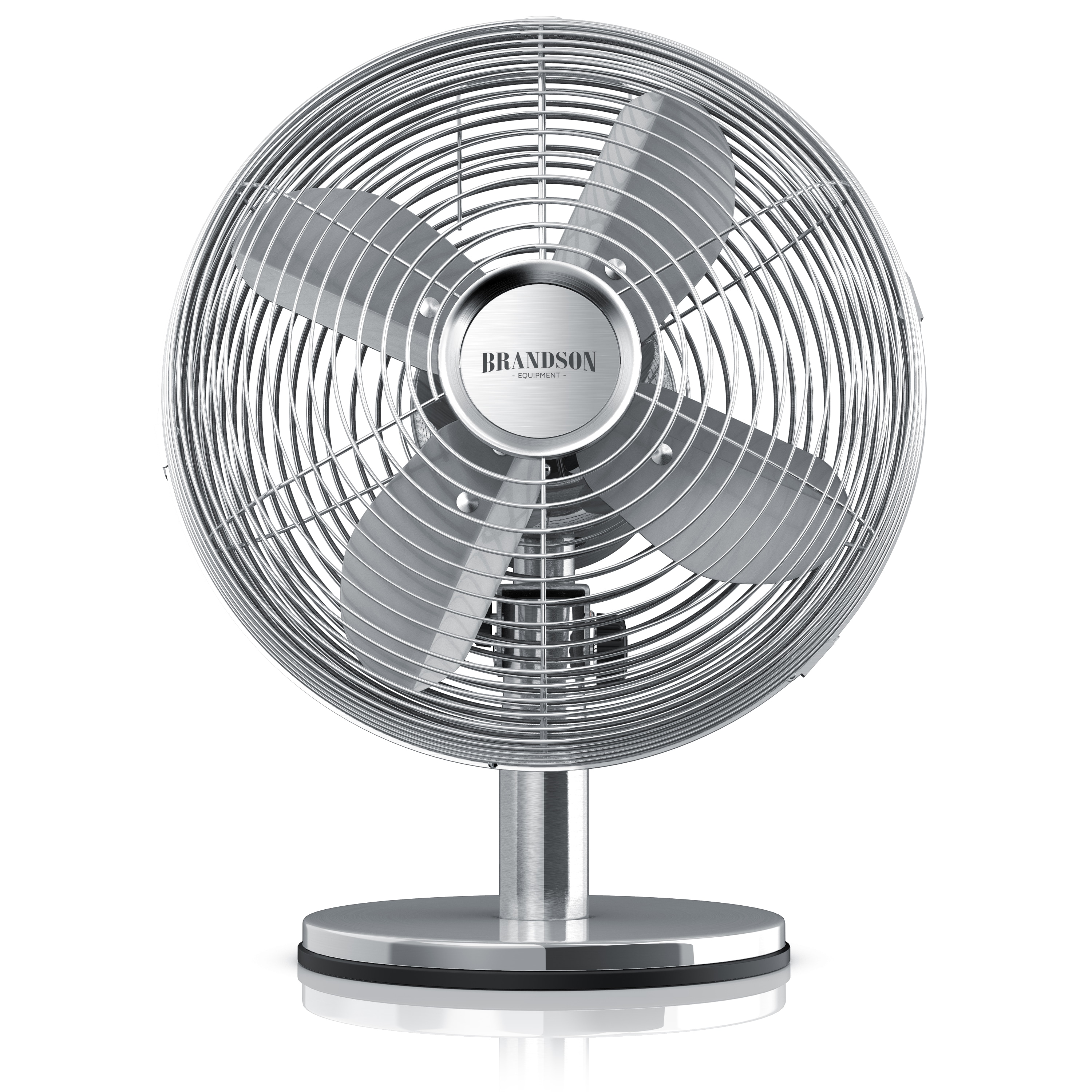 Brandson 30W Tischventilator Retro Style, Ventilator, Oszillation 80&deg;, Neigungswinkel ca. 40&deg;, 3 Geschwindigkeiten, Chrome Line - Bild 1