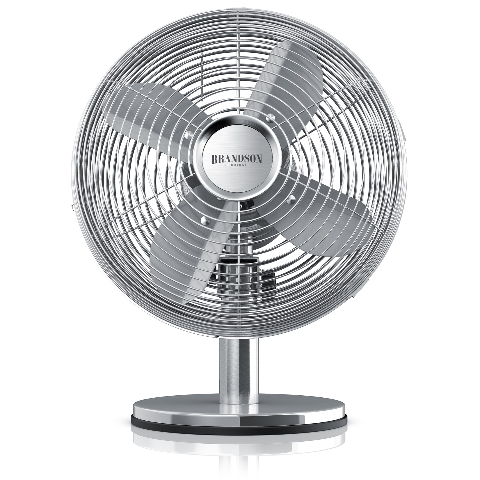 Brandson 30W Tischventilator Retro Style, Ventilator, Oszillation 80°, Neigungswinkel ca. 40°, 3 Geschwindigkeiten, Chrome Line | 04251259196860