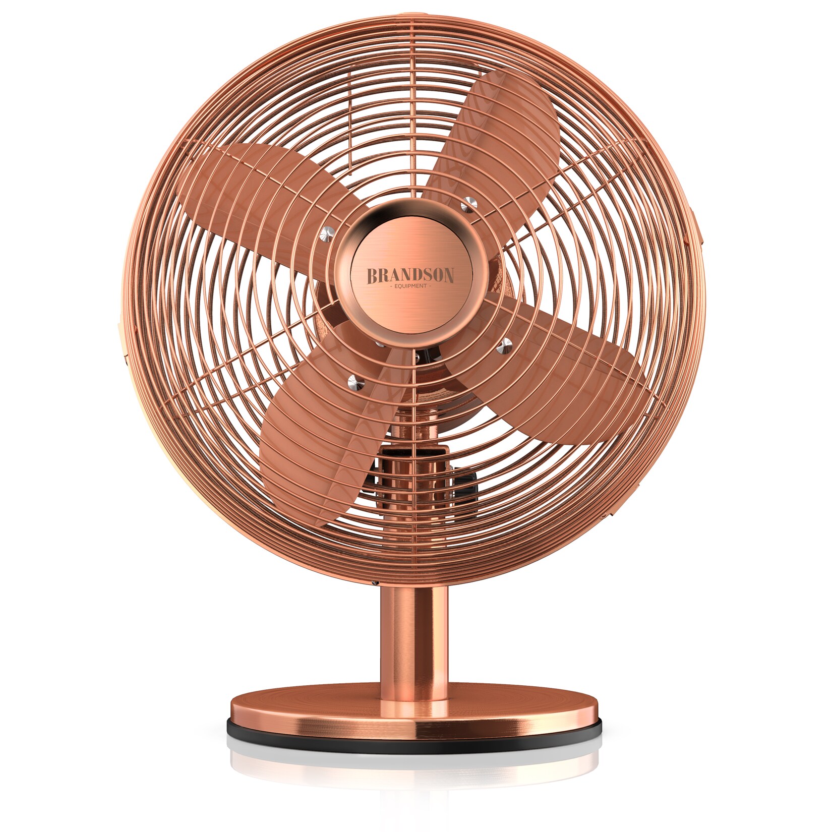 Brandson Tischventilator, Ventilator mit 3 Leistungsstufen, mobiler Lüfter im Retro Design, Zuschaltbare 80° Oszillation, Neigungswinkel ca. 40° | 04251259196853