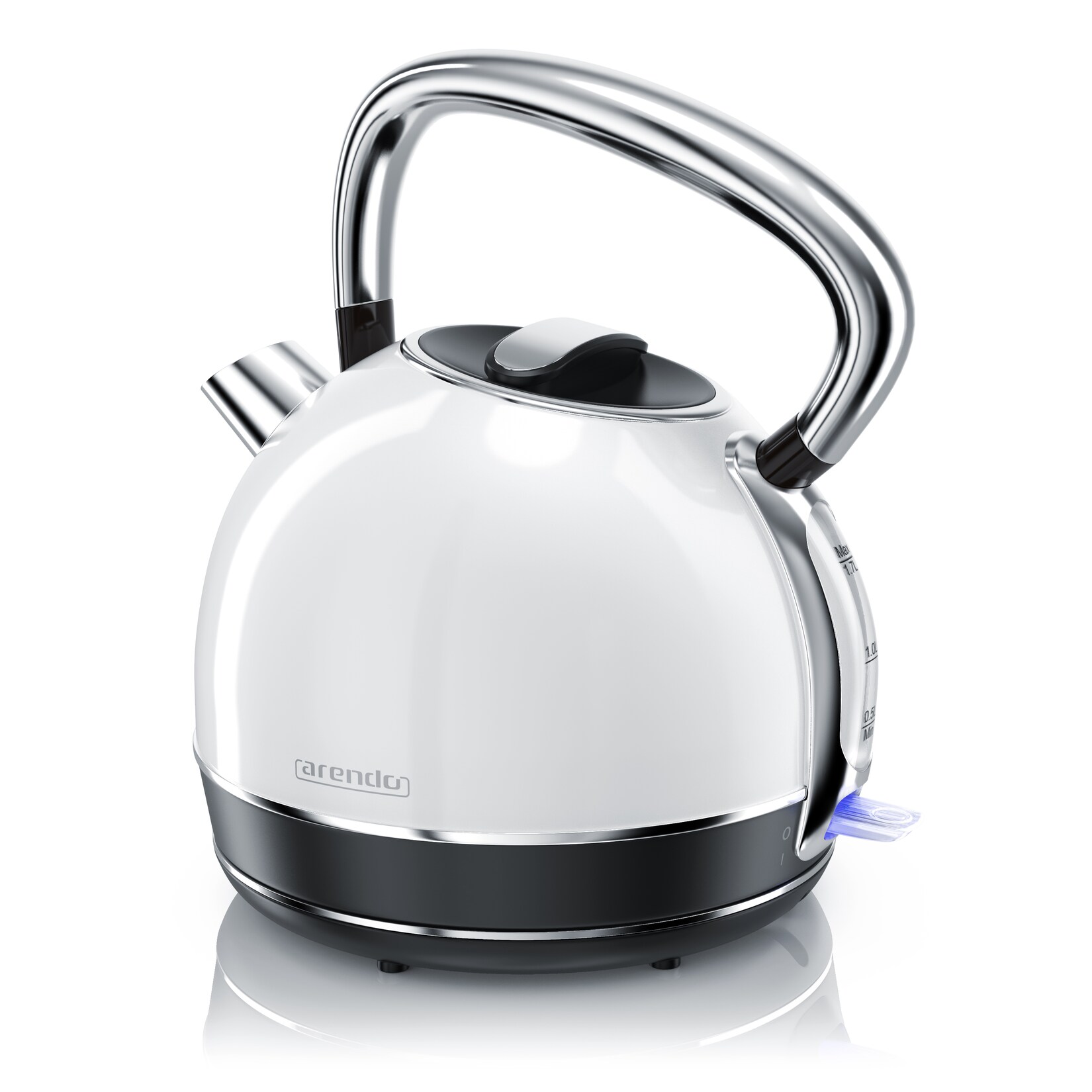 Wasserkocher , 2200 W, Edelstahl, Retro Style, Vintage, Überhitzungs & Trockenkochschutz, weiß