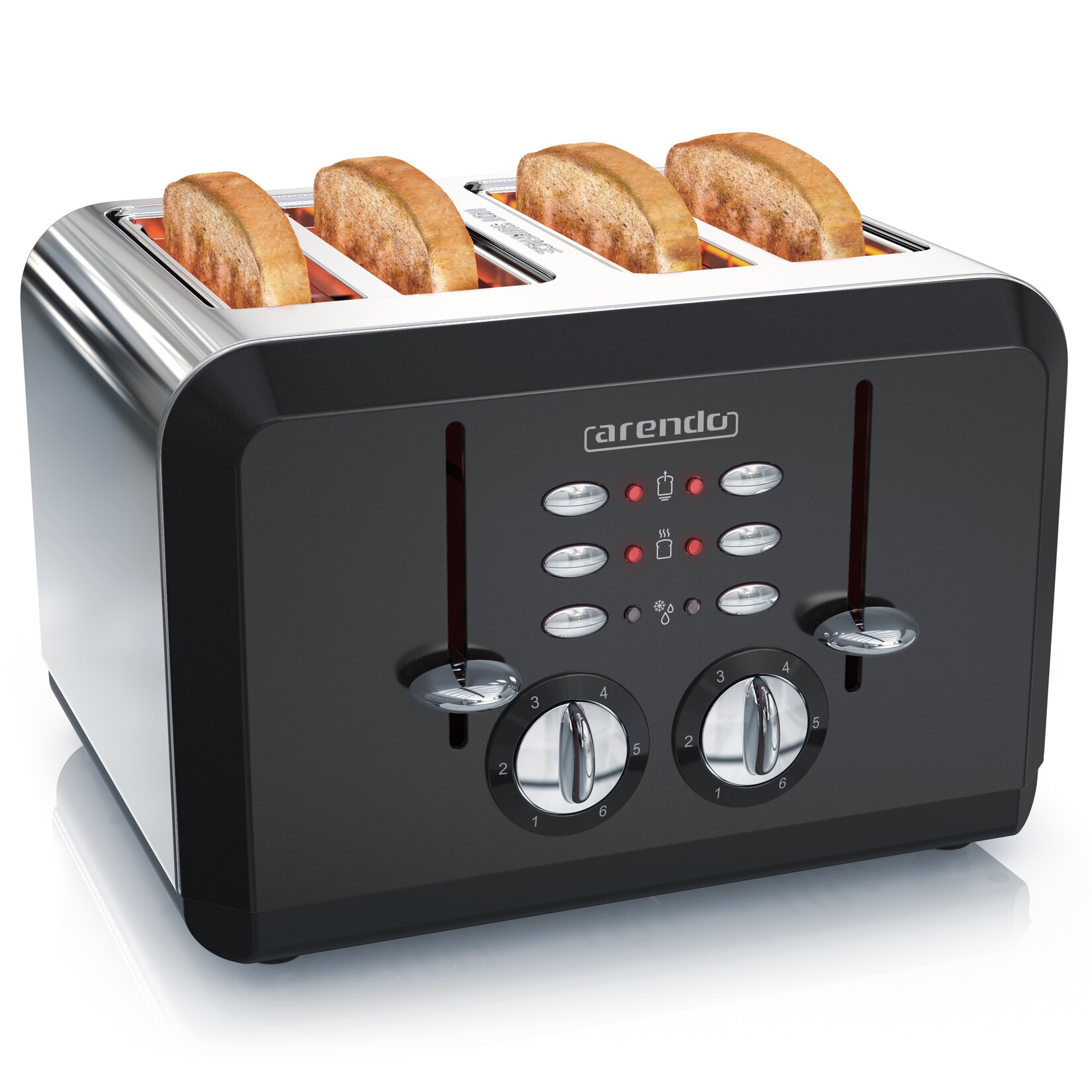 - Automatik Toaster 4 Scheiben in Edelstahl - bis zu vier Sandwich und Toast-Scheiben - Bräunungsgrad 1-6 - Aufwärm- und Auftaufunktion