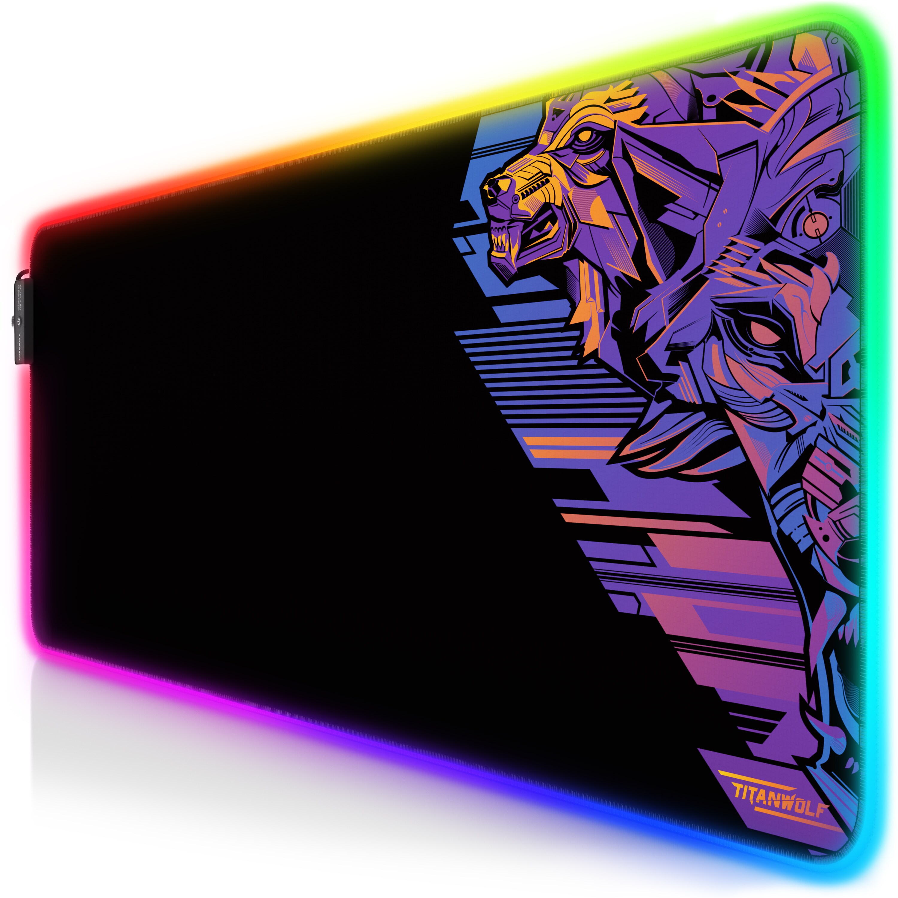 Titanwolf RGB Gaming Mauspad, Mousepad XL 800 x 300mm verbessert Pr&auml;zision & Geschwindigkeit, Vector Gradient - Bild 1