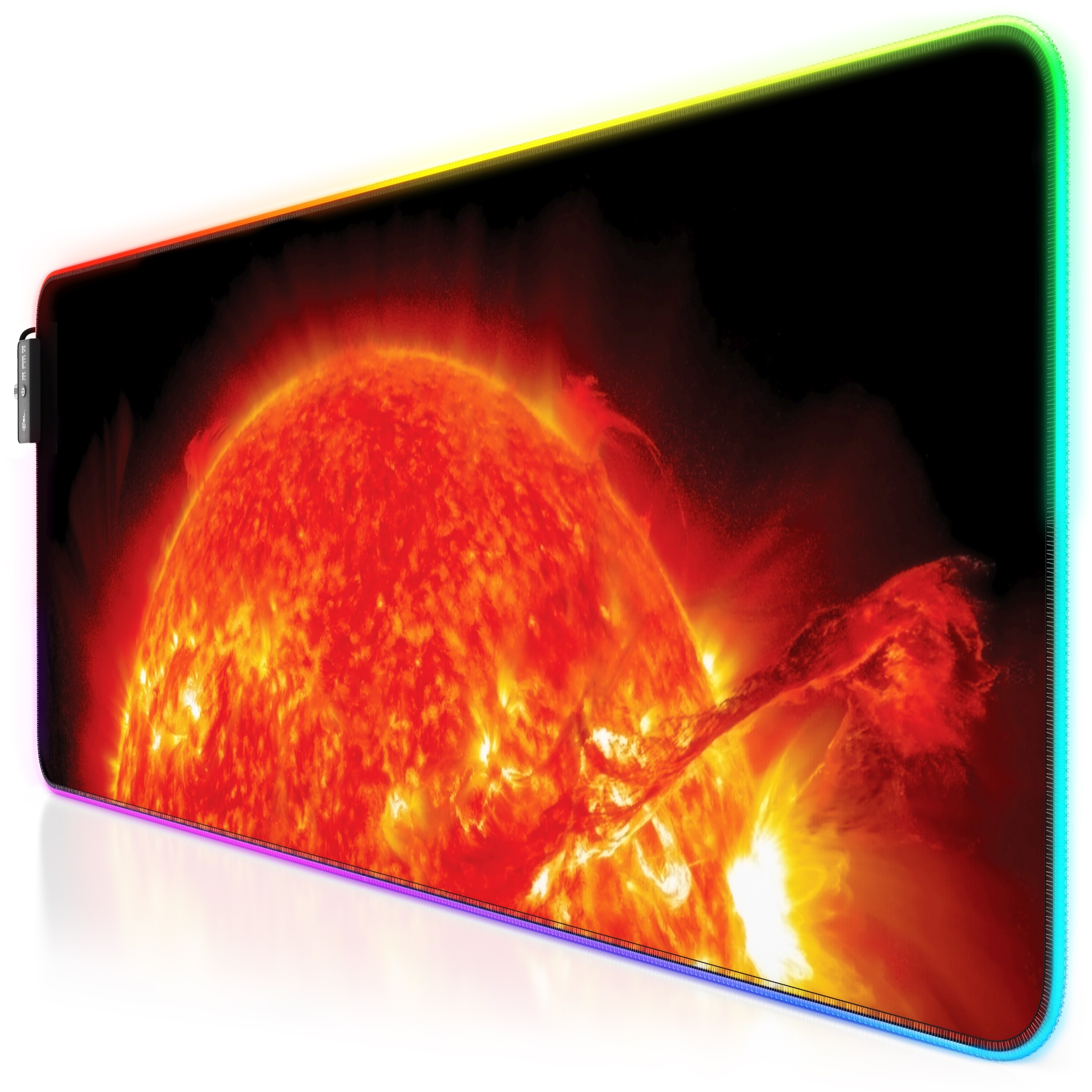 CSL RGB Gaming Mauspad, Gaming Mauspad - 800 x 300 mm XL Mousepad - LED Multi Color, Rote Sonne - Bild 1