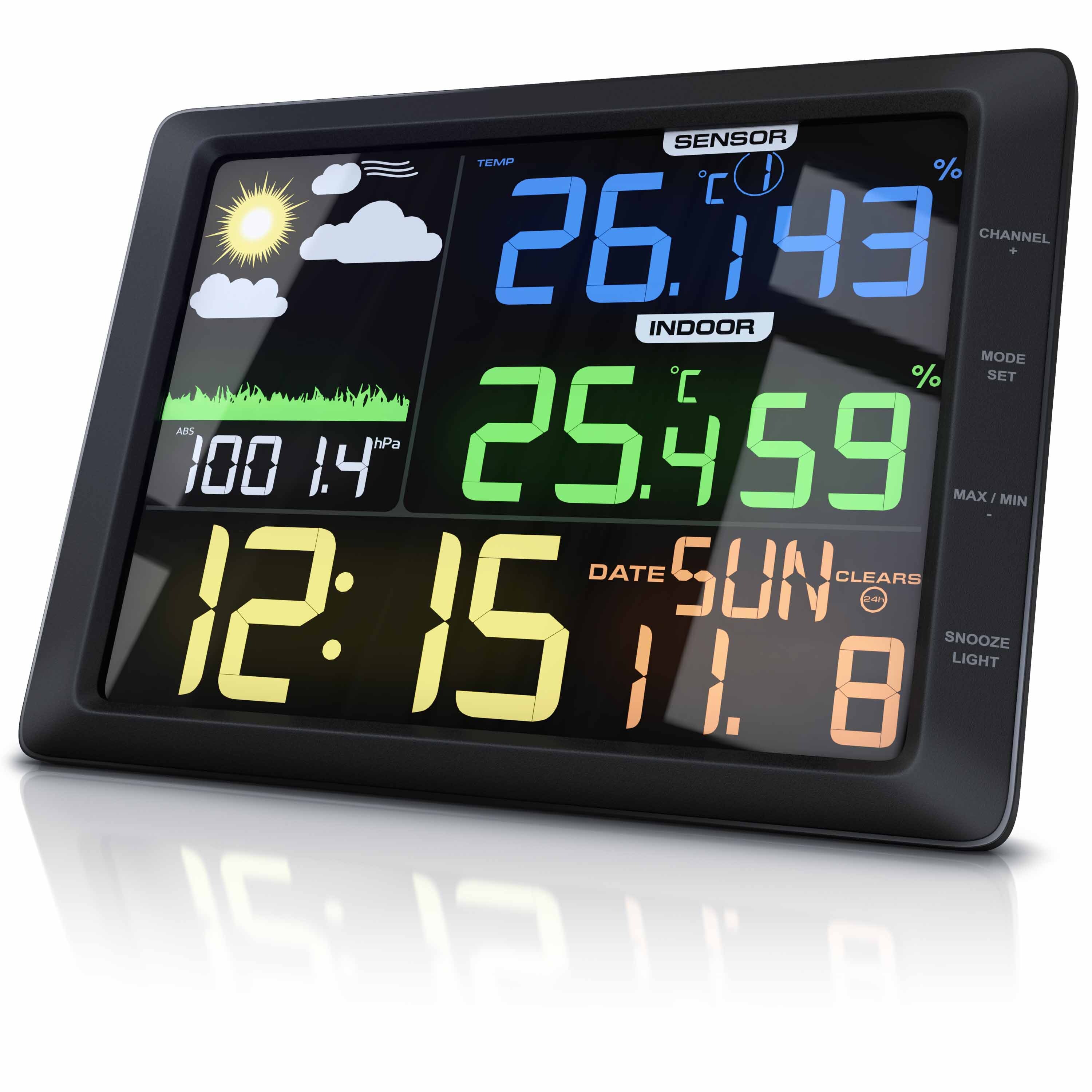 BEARWARE Wetterstation mit Au&szlig;ensensor, LCD Farbdisplay, Wettervorhersage, Luftdruck, Temperatur uvm. - Bild 1