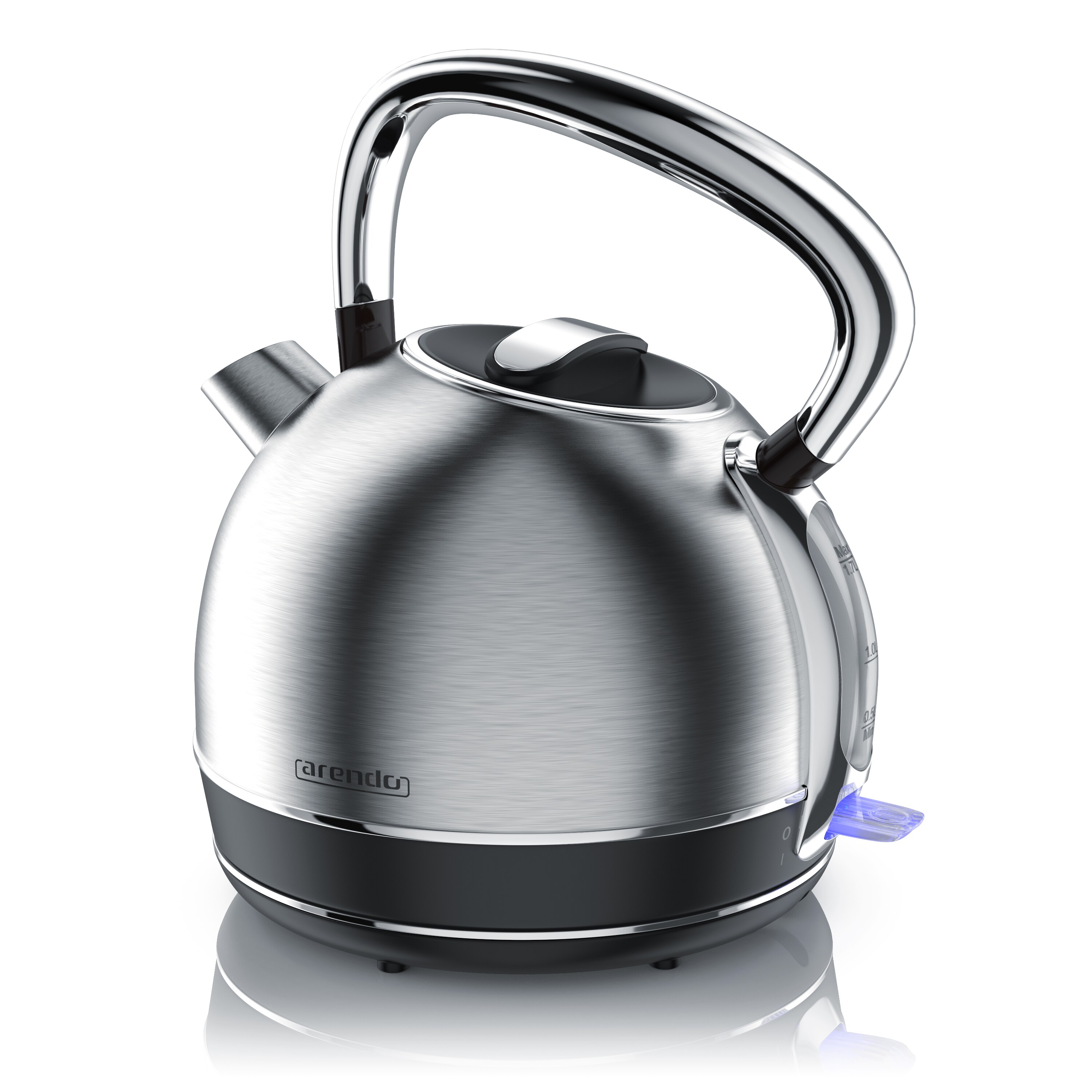 Arendo Wasserkocher 1,7 l, 2200 W, Edelstahl, Retro Style Vintage, &Uuml;berhitzung & Trockenkochschutz, silber - Bild 1
