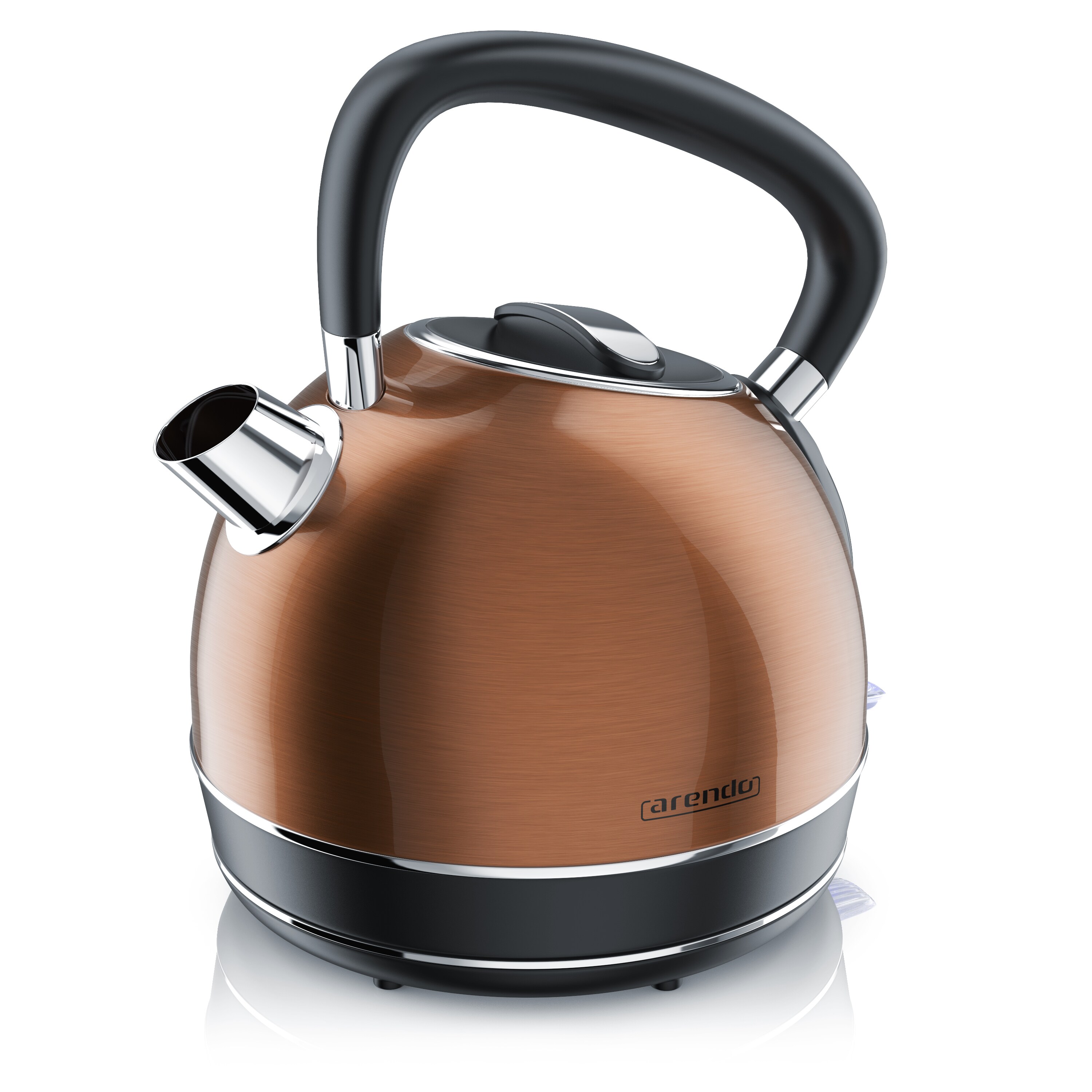 Arendo Wasserkocher 1,7 l, 2200 W, Edelstahl, Retro Style Vintage, &Uuml;berhitzung & Trockenkochschutz, kupfer - Bild 1