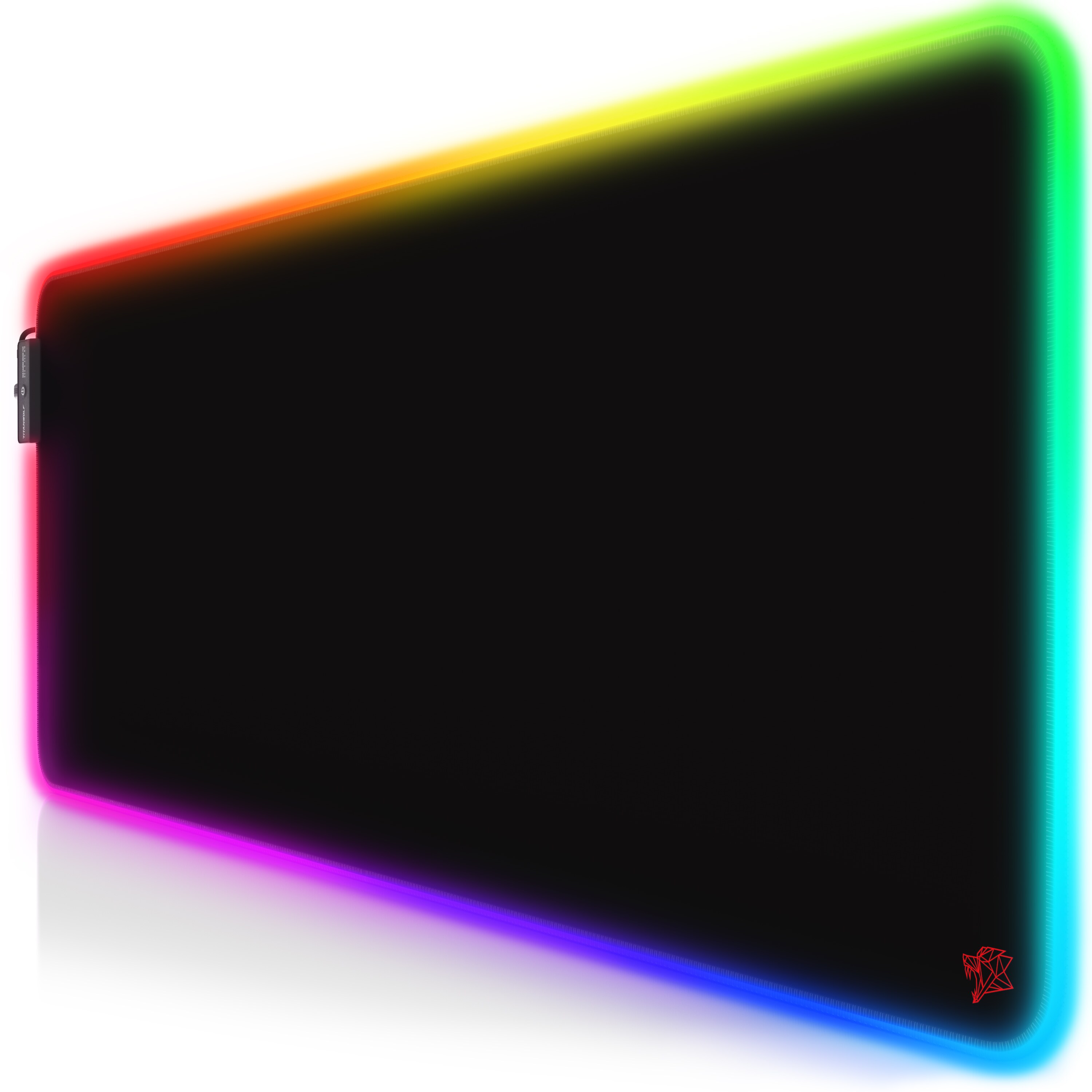 Titanwolf RGB Gaming Mauspad, Mousepad XL 800 x 300mm verbessert Pr&auml;zision & Geschwindigkeit, Emblem rot - Bild 1