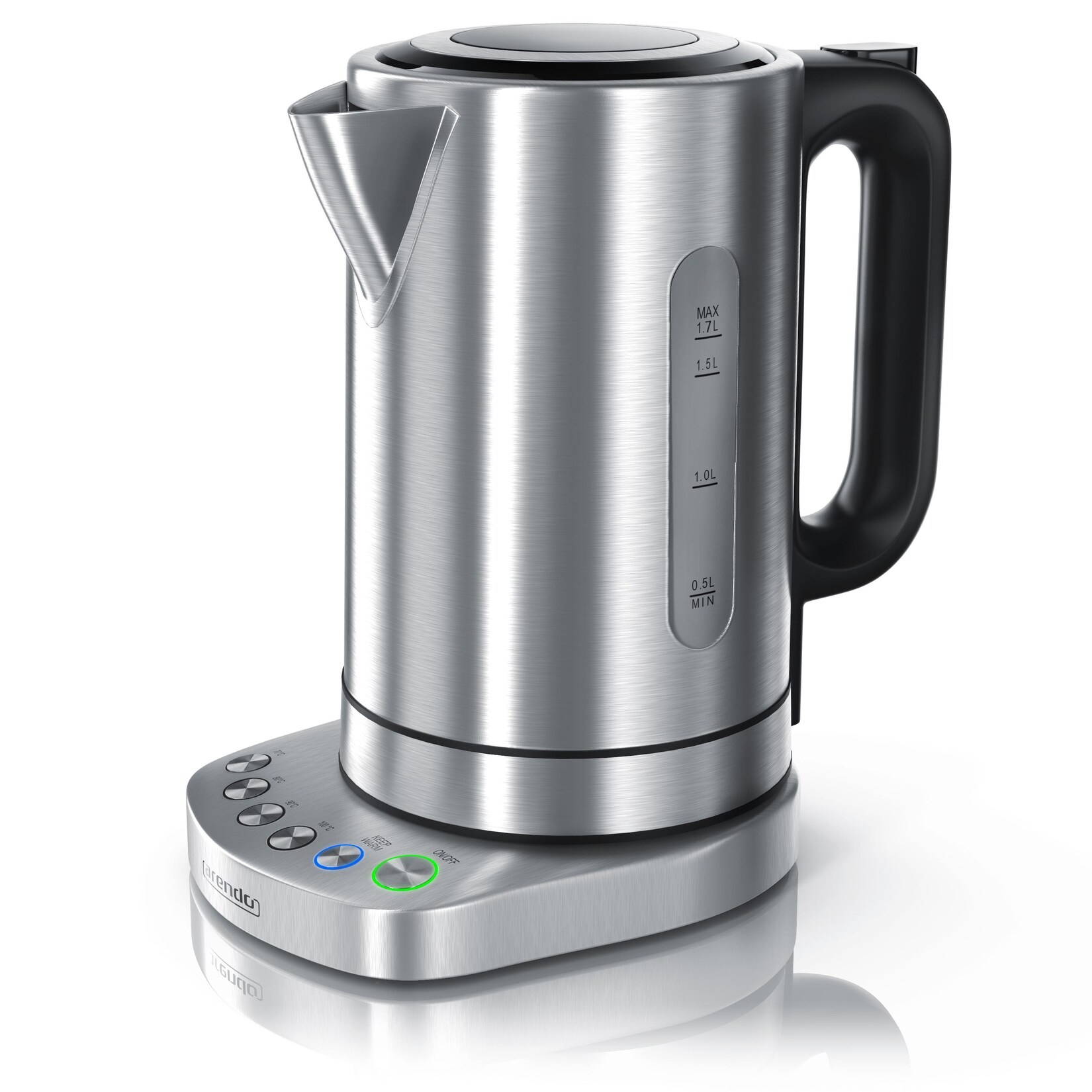 Arendo Wasserkocher 1,7 l, 3000 W, Edelstahl, Schnellkoch, einstellbare Temperatur, Warmhaltefunktion | 04251259169529