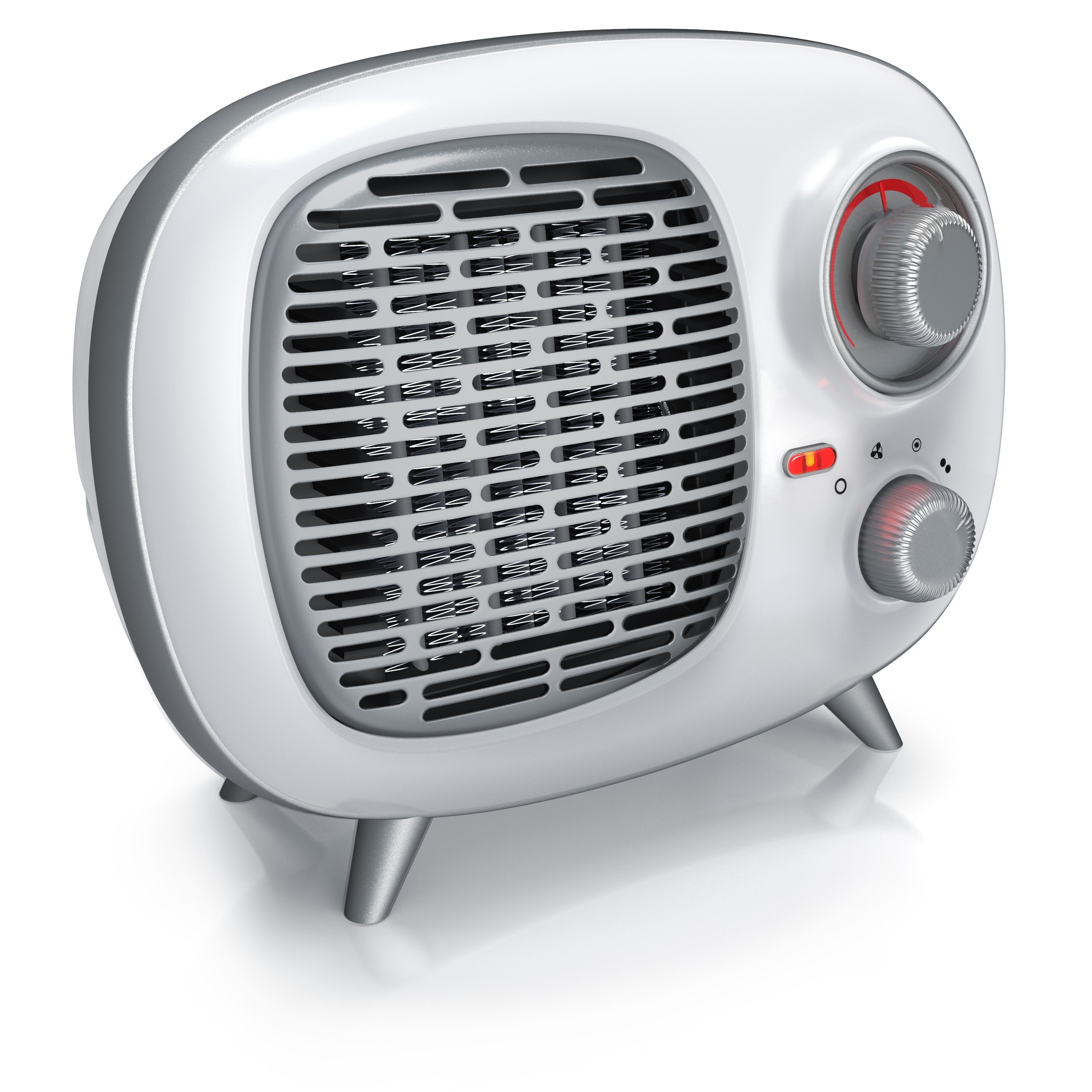 Brandson Keramik Heizl&uuml;fter 1500W im Retrodesign, &Uuml;berhitzungsschutz, Thermosicherung, Umkippschutz, 2 Leistungsstufen, Wei&szlig;/Silber - Bild 1