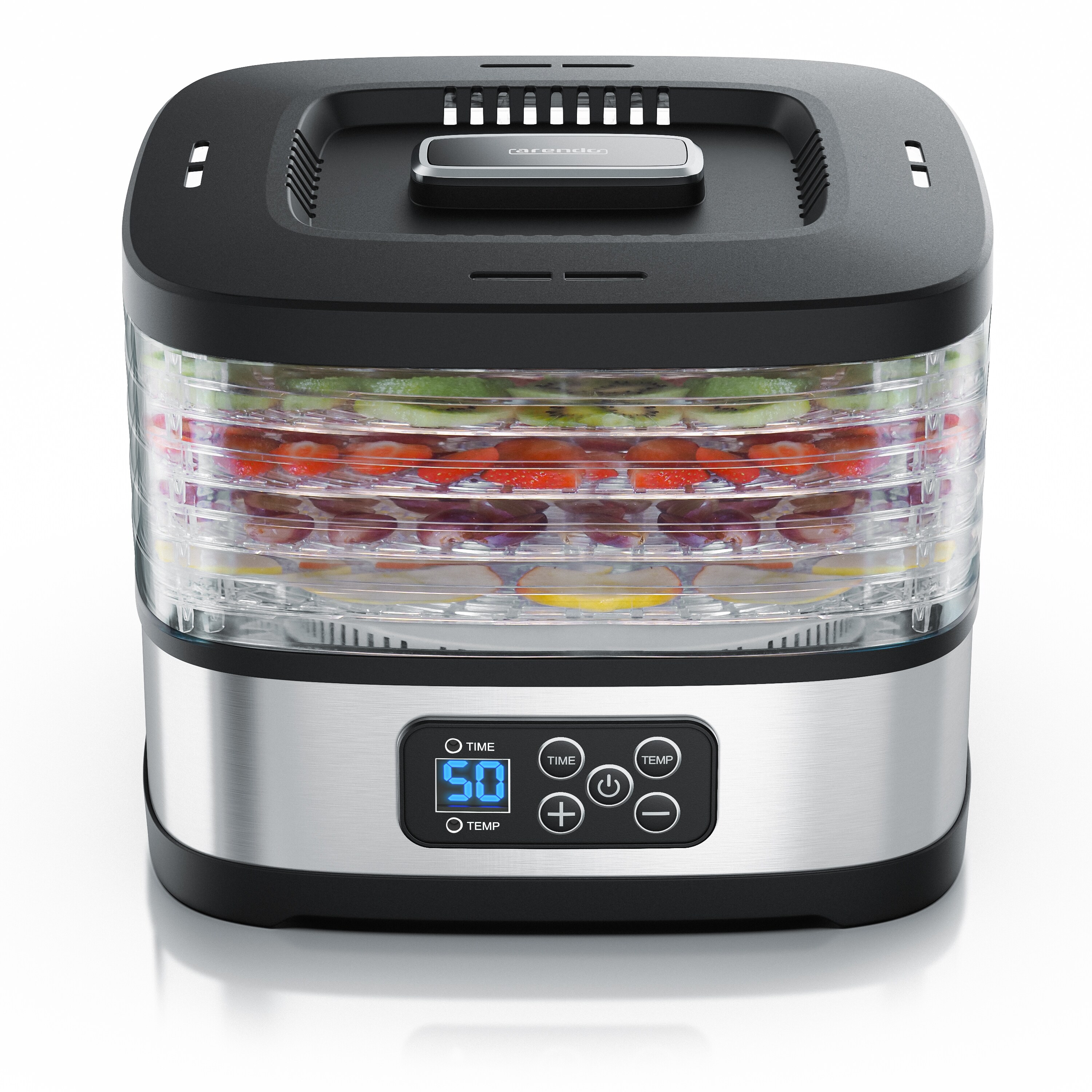 Arendo D&ouml;rrautomat mini mit Temperaturregler - Dehydrator - 5 Etagen - Timer 1 bis 72 h - 5 Einlegef&auml;cher - je Fach zwei H&ouml;hen - Food Fleisch Kr&auml;uter - Bild 1