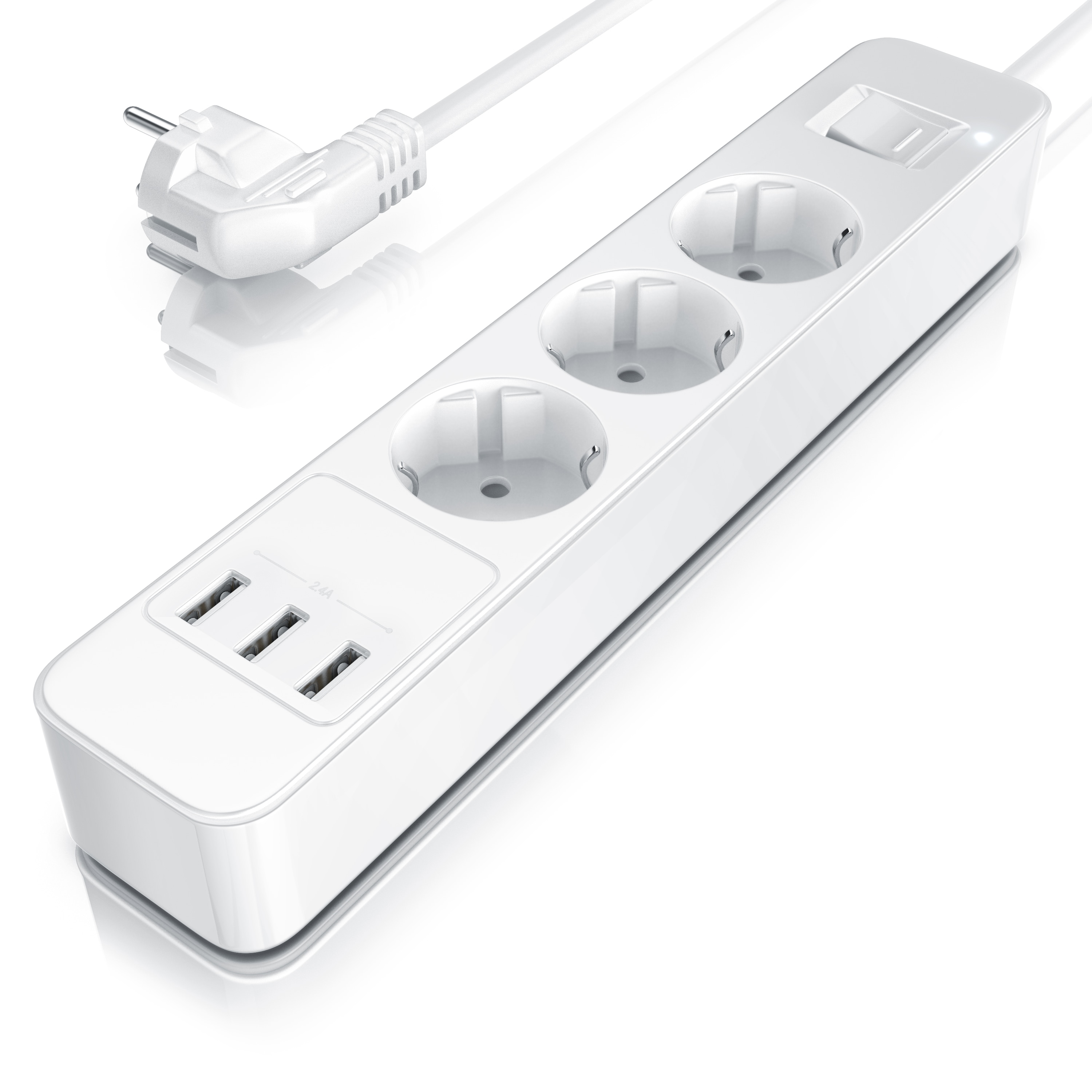 BEARWARE Steckdosenleiste Mehrfachsteckdose Steckerleiste 3680W, 3-fach - Bild 1