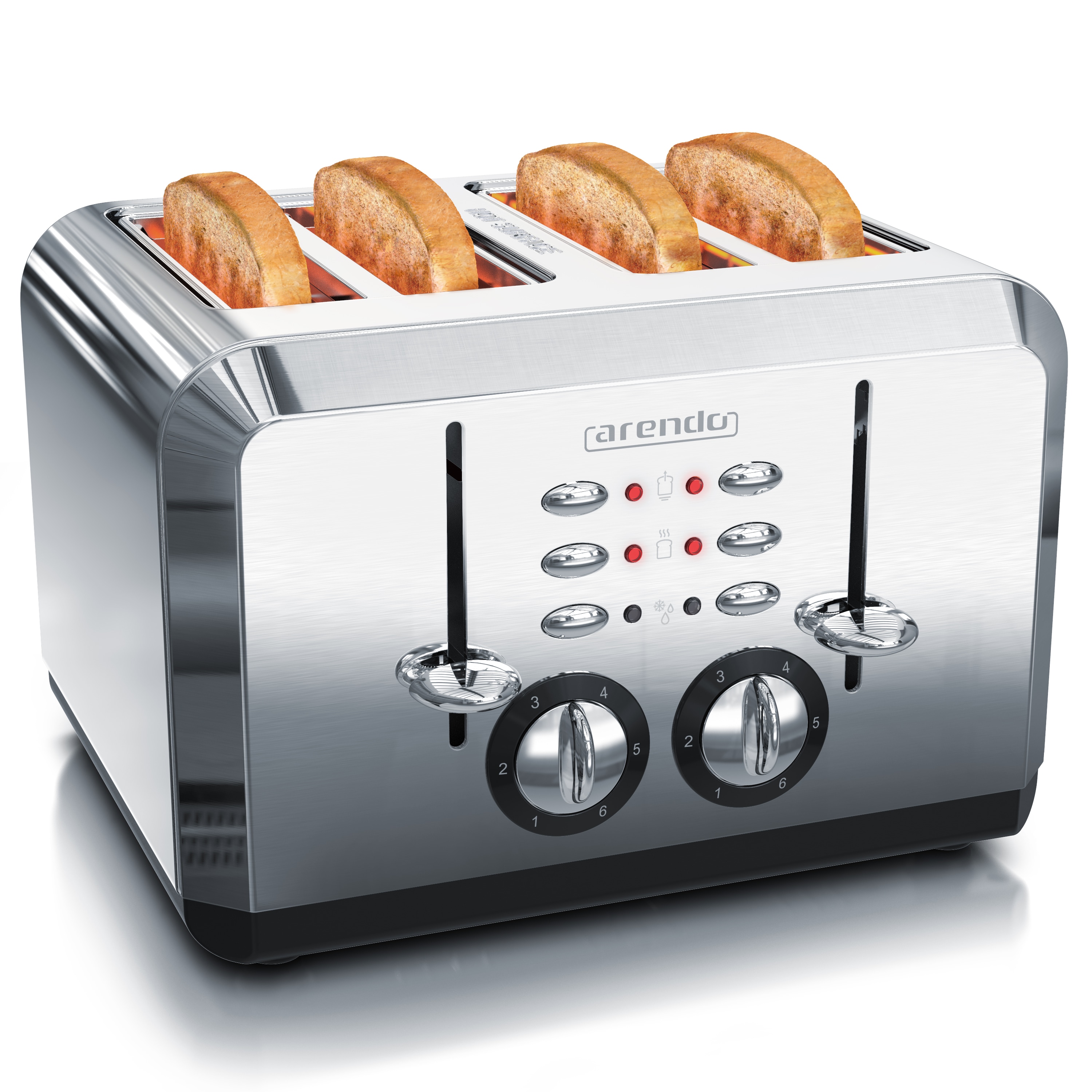 Arendo Toaster f&uuml;r 4 Scheiben, 1630 W, Automatik, Edelstahl, W&auml;rmeisolierendes Doppelwandgeh&auml;use, silber - Bild 1