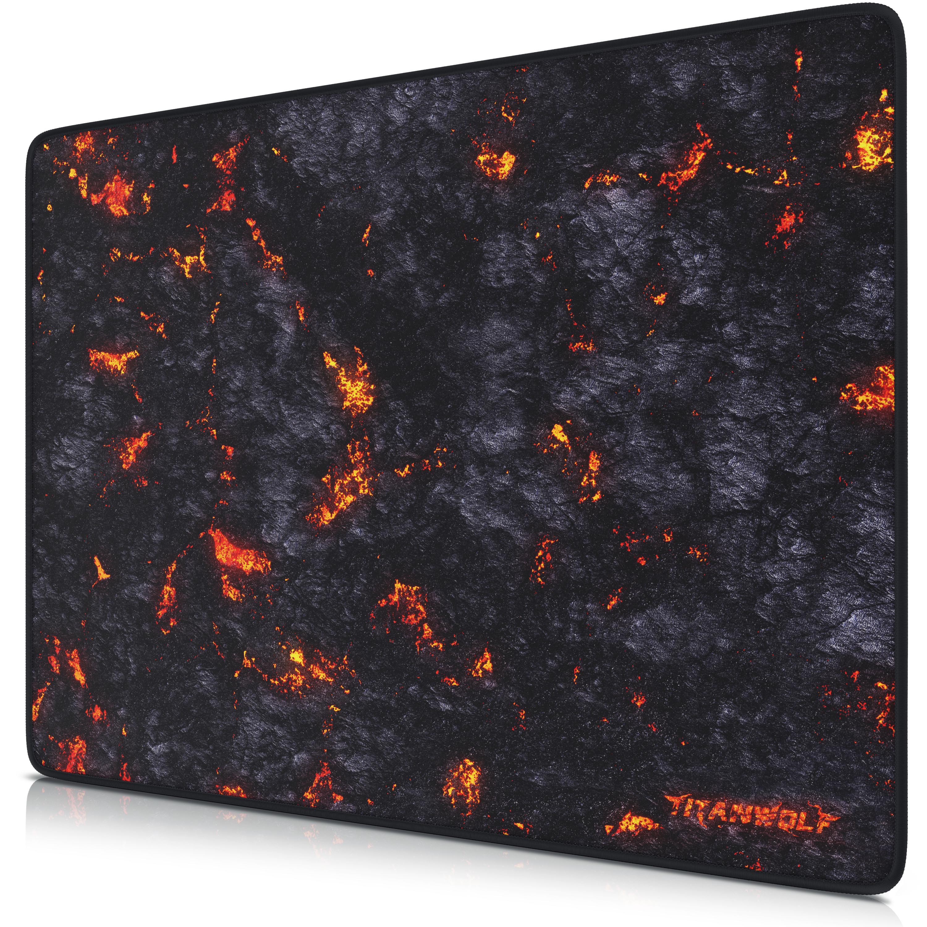 Titanwolf Gaming Mauspad XL, 440 x 350mm Mousepad mit Stoffoberfl&auml;che, Gummierte R&uuml;ckseite, Lavamotiv - Bild 1