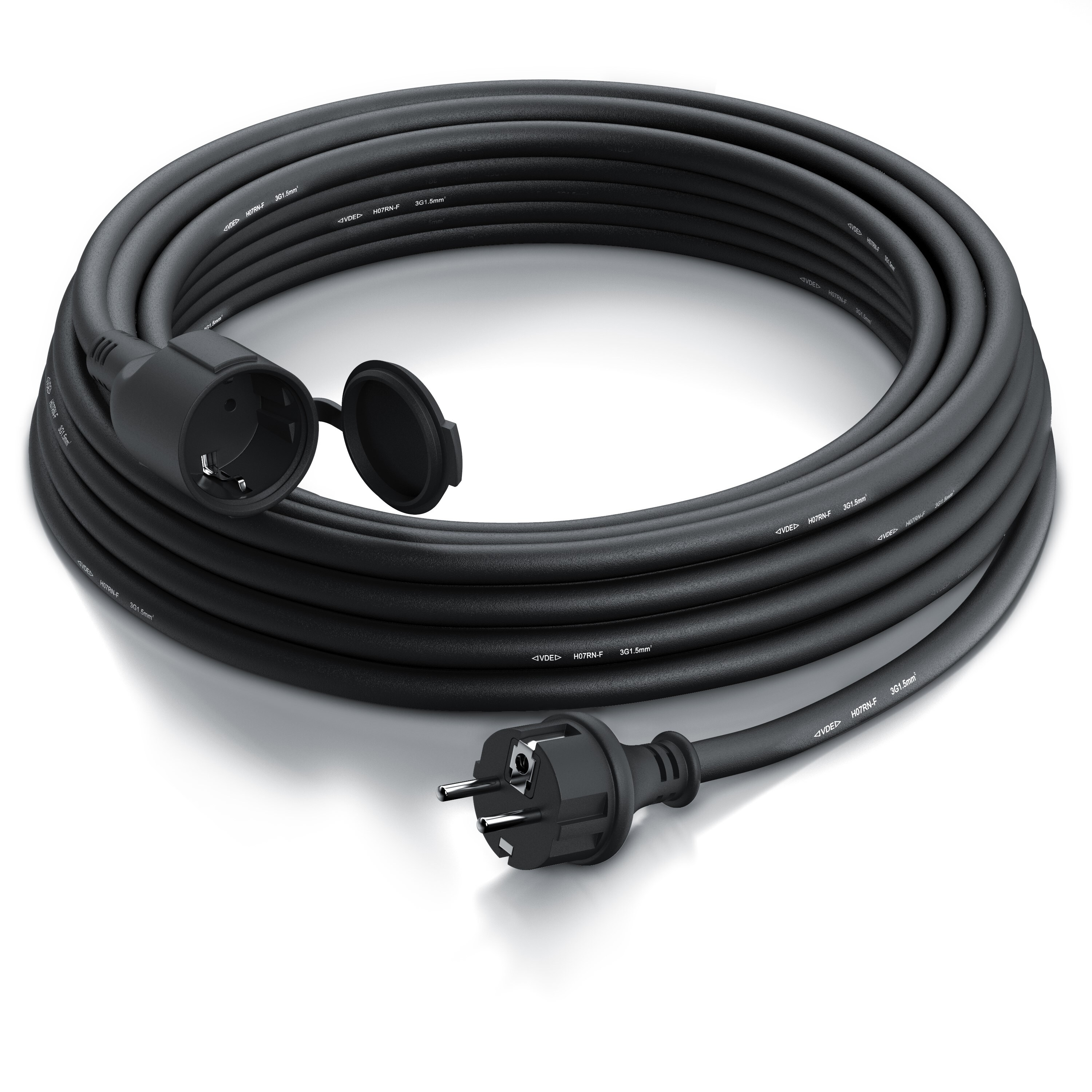 Brandson Schutzkontakt Verl&auml;ngerungskabel f&uuml;r Outdoor 3500 W Strom Kabel f&uuml;r den Au&szlig;enbereich / IP44 - 5m - Bild 1