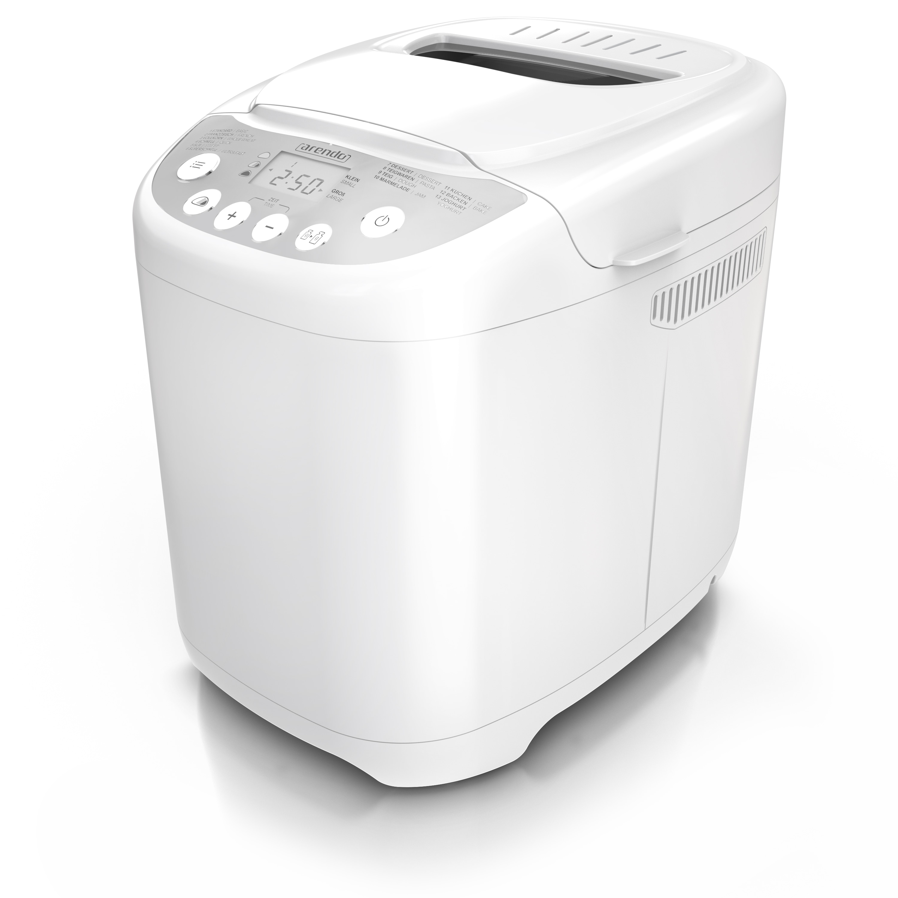 Arendo Brotbackautomat mit 13 Programmen, Brotbackmaschine, 750-1000g, 550 W, 3 Br&auml;unungsgrade und 2 Brotgr&ouml;&szlig;en, Warmhaltefunktion, Wei&szlig; - Bild 1