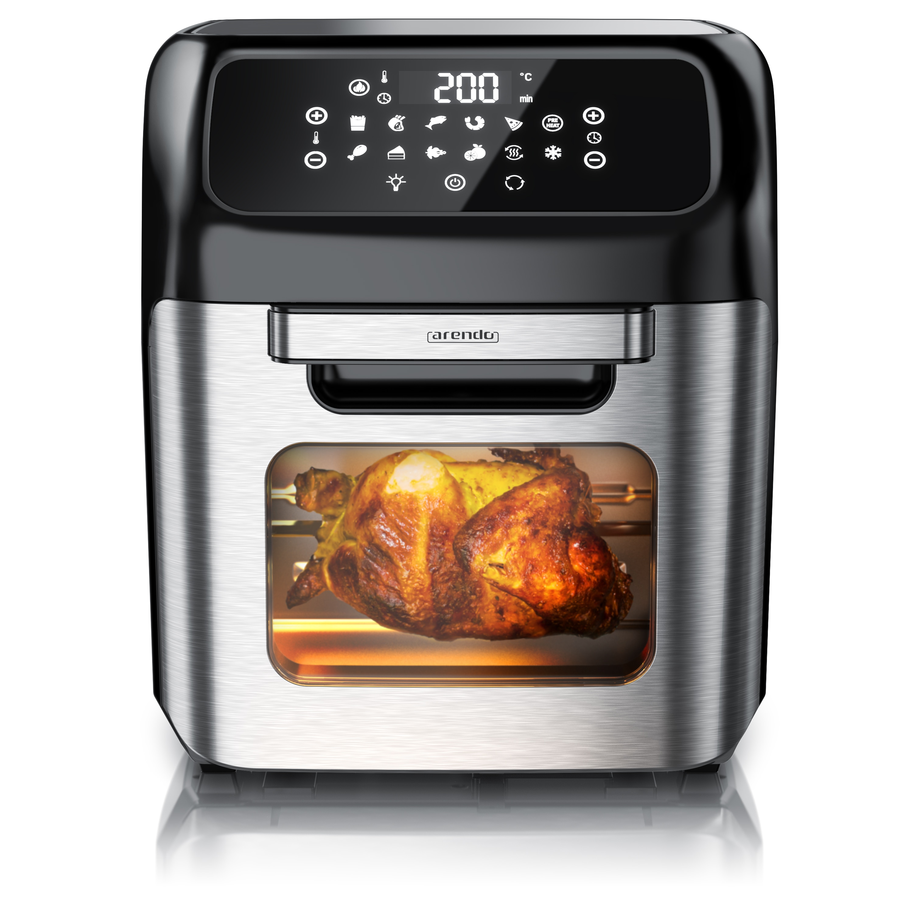 Arendo Hei&szlig;luftfritteuse, Minibackofen 12L Edelstahl, Airfryer, Pizzaofen, Multifunktionsofen, Mini Backofen mit Umluft, 1800 Watt, Timer - Bild 1