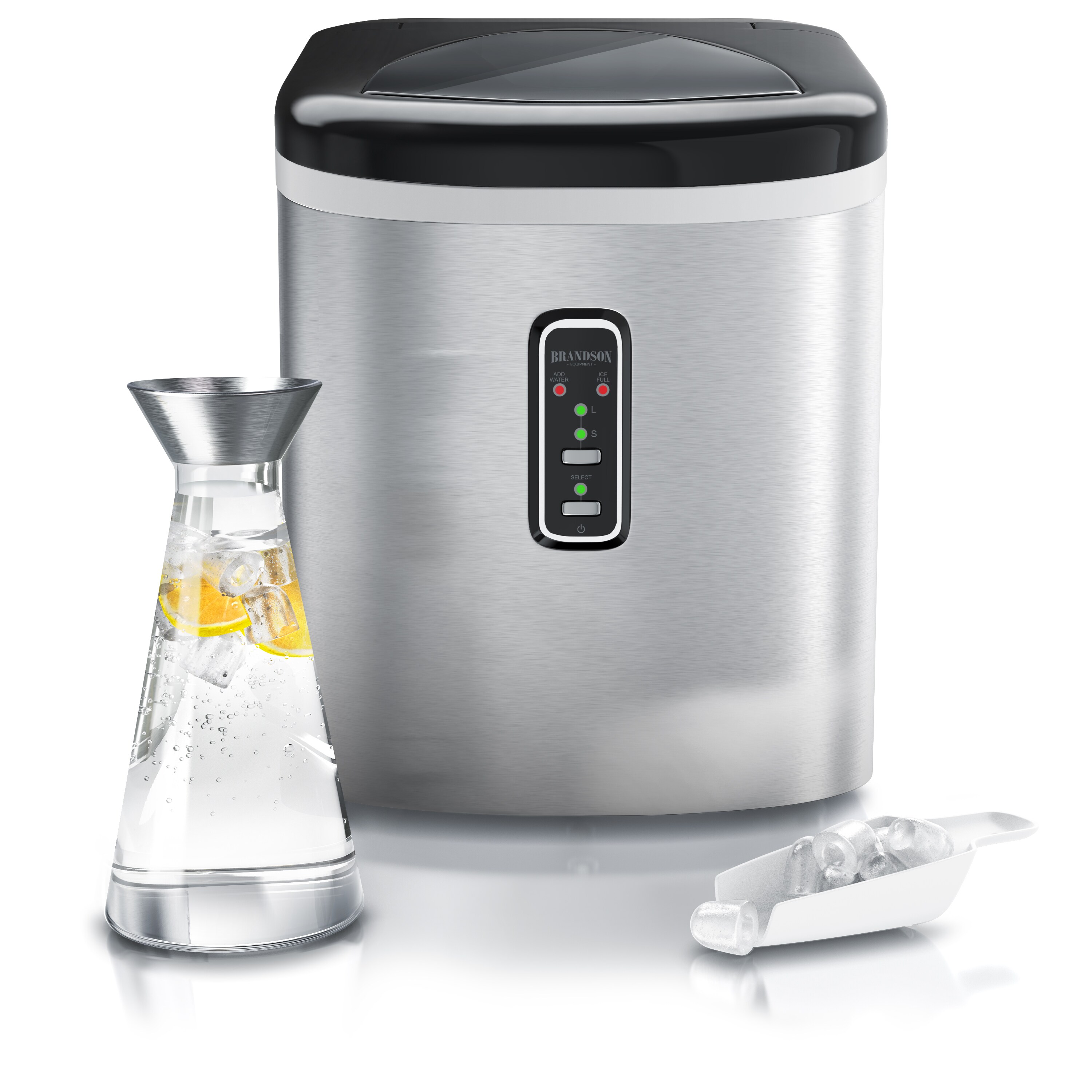 Brandson Eisw&uuml;rfelbereiter 100 Watt, Ice Cube Maker, Eisw&uuml;rfelmaschine, Wassertank 2,2 Liter, 11 kg / 24 h, Silber/Schwarz - Bild 1