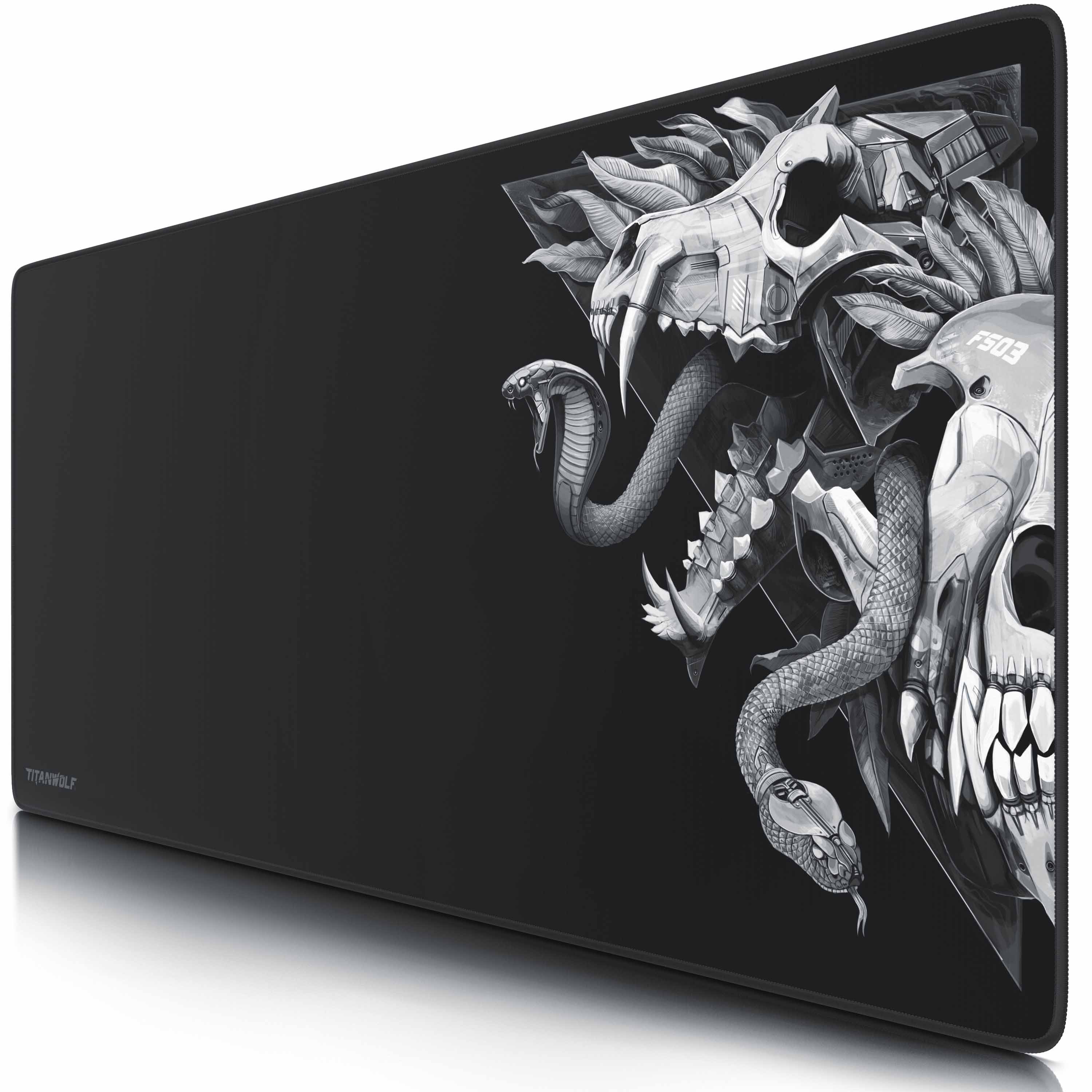 Titanwolf Gaming Mauspad, 900 x 400mm XXL Mousepad, verbessert Pr&auml;zision & Geschwindigkeit, Wolf Skull - Bild 1