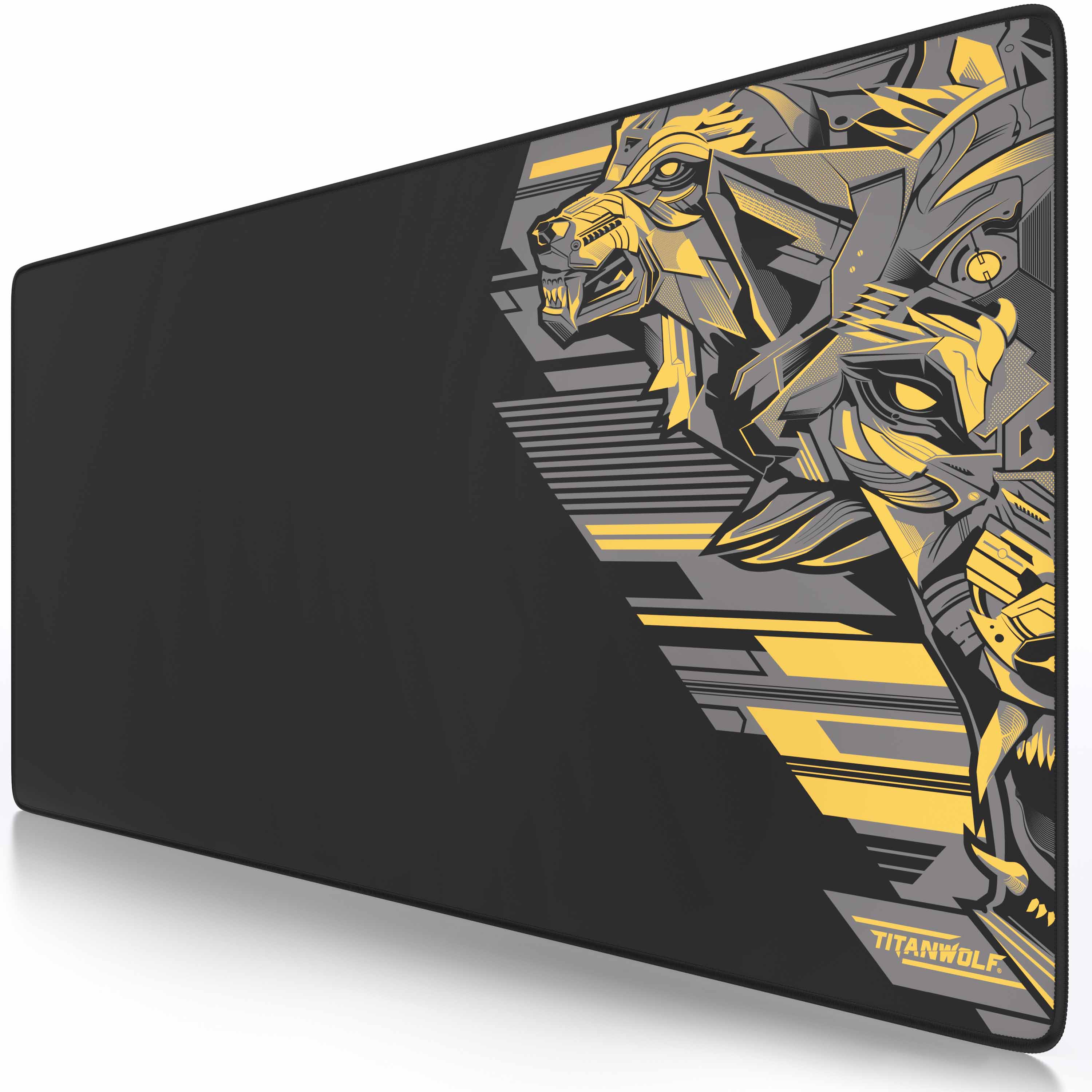 Titanwolf Gaming Mauspad XXL, glattes Stoffgewebe, Speed Mousepad 900 x 400mm gro&szlig;e Fl&auml;che, Vector Gelb - Bild 1