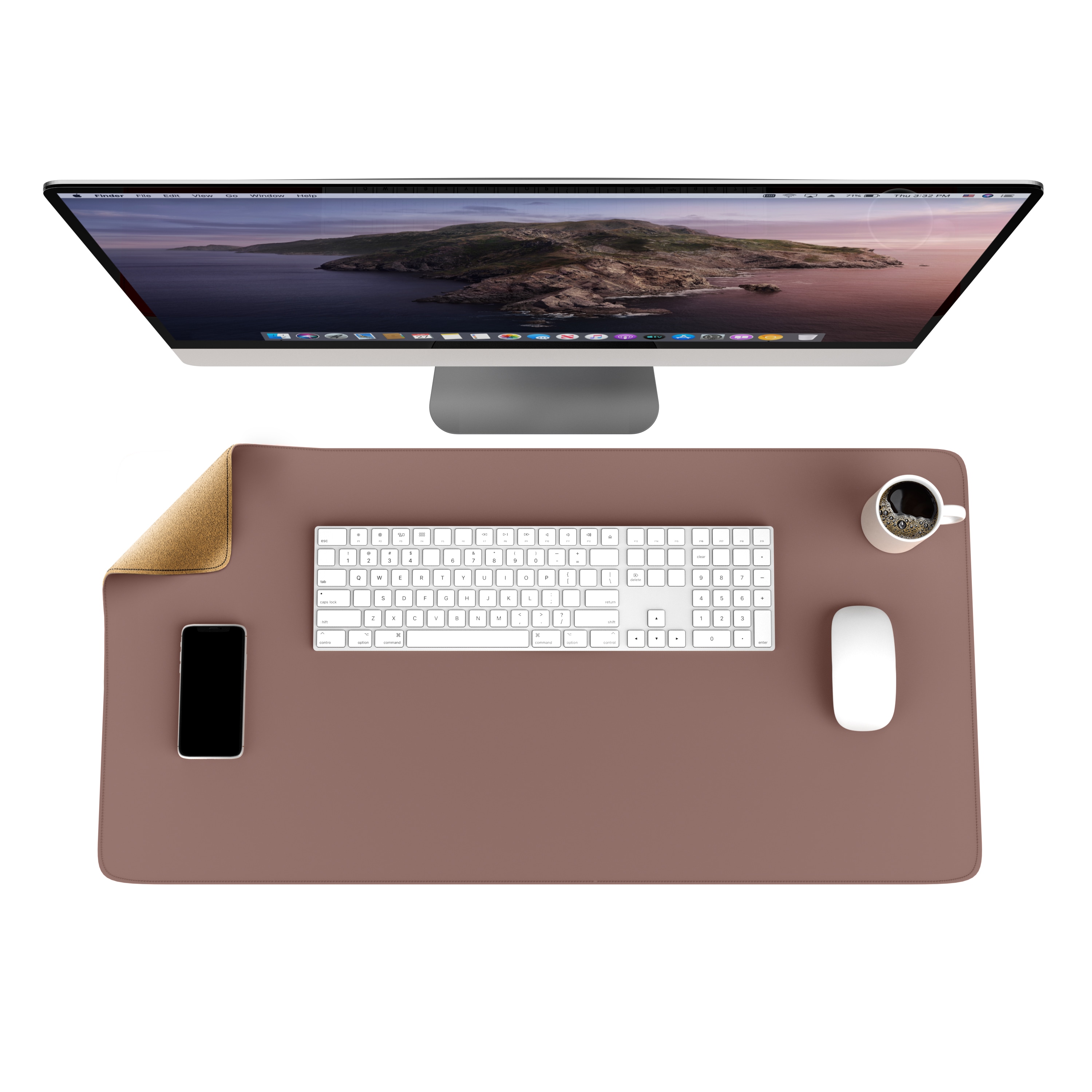 CSL Mauspad, XXL 800 x 400 x 3 mm Schreibtischunterlage, XXL Mousepad / Rutschfest, Khaki - Bild 1