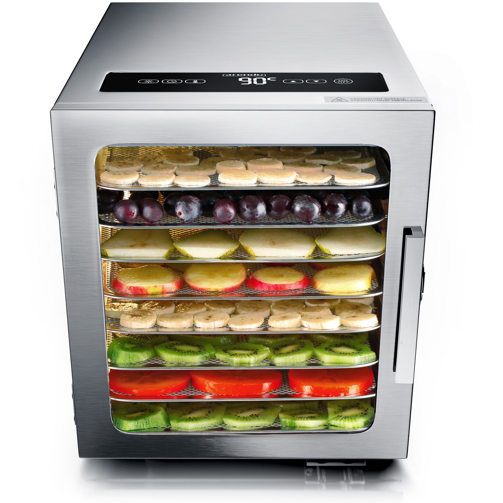 Arendo Edelstahl Dörrautomat mit Temperaturregler – Timer bis zu 24 h – Dehydrator – Dörrgerät | 04062861072240