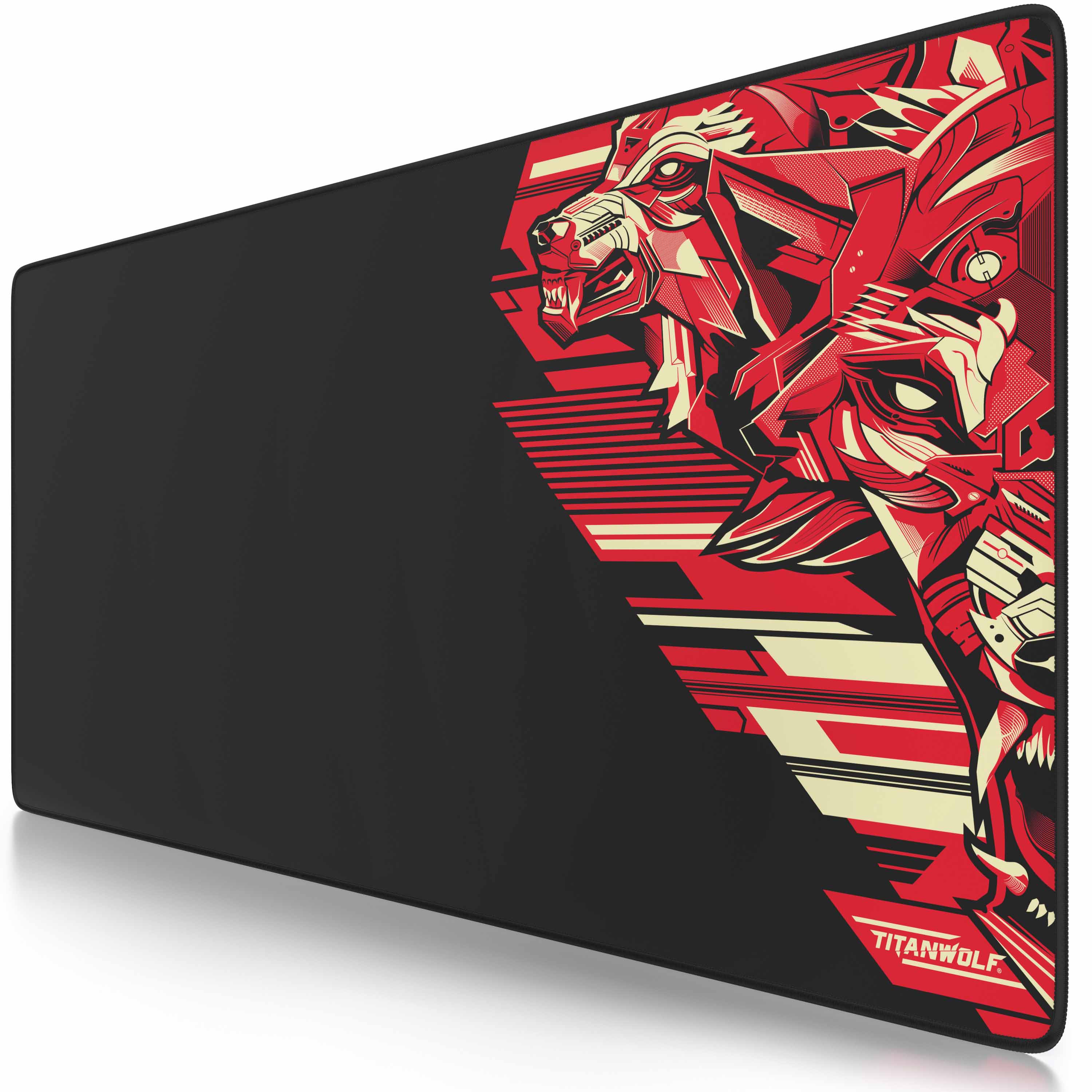 Titanwolf Gaming Mauspad XXL, glattes Stoffgewebe, Speed Mousepad 900 x 400mm gro&szlig;e Fl&auml;che, Vector Rot - Bild 1