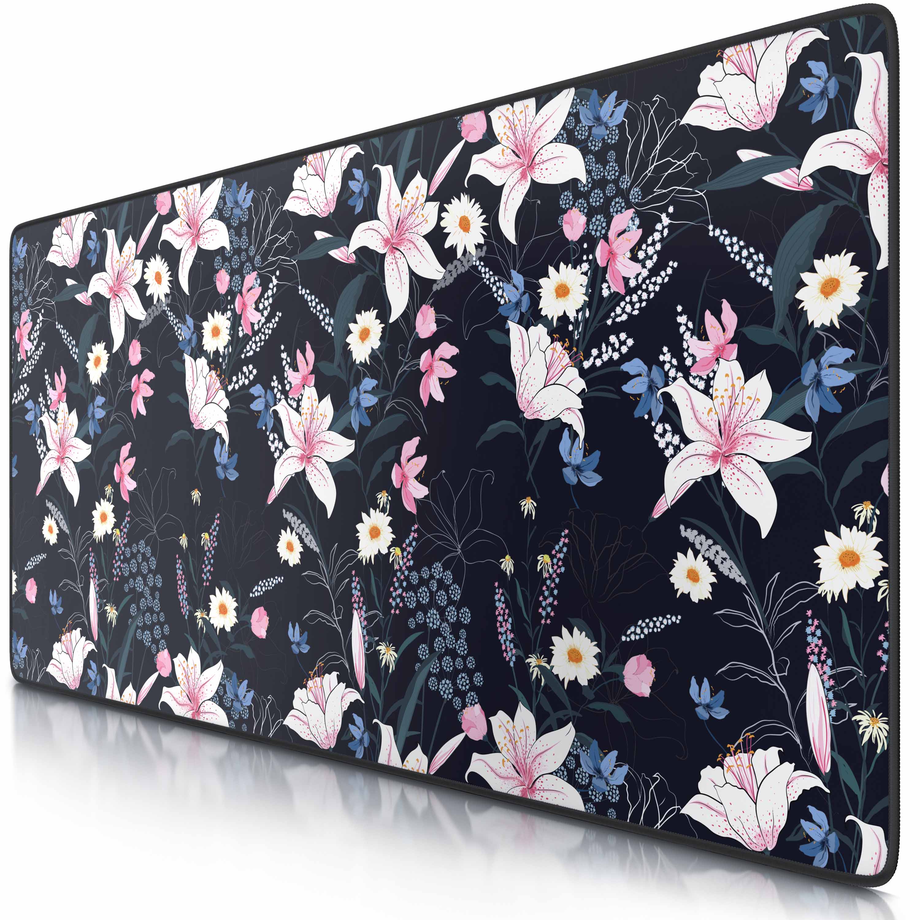 CSL Gaming Mauspad, XXL Schreibtischunterlage 900 x 400mm mit gewebter Microfastertextur, Flowers - Bild 1
