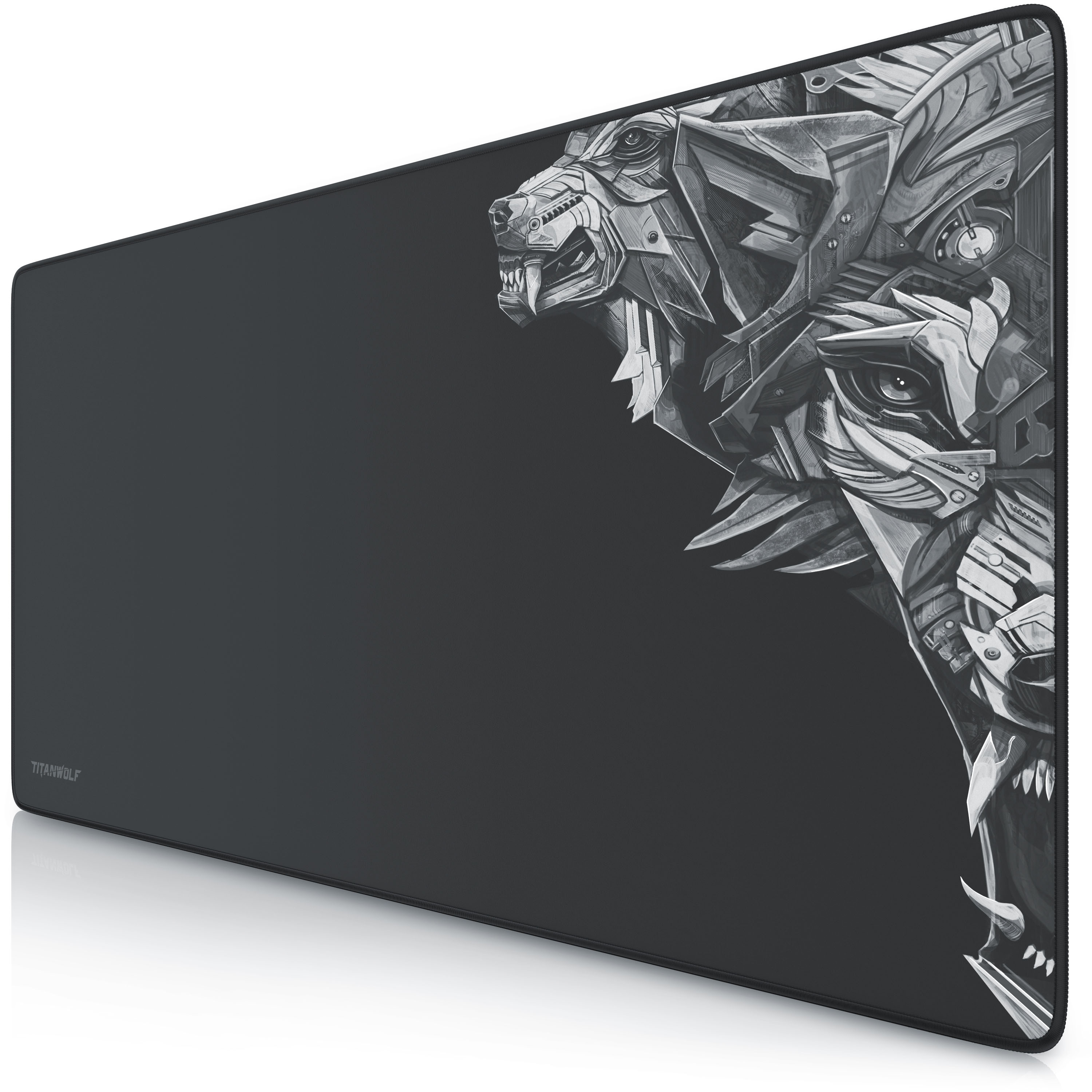Titanwolf Gaming Mauspad XXL, glattes Stoffgewebe, Speed Mousepad 900 x 400mm gro&szlig;e Fl&auml;che, Wolfsmotiv rechts - Bild 1