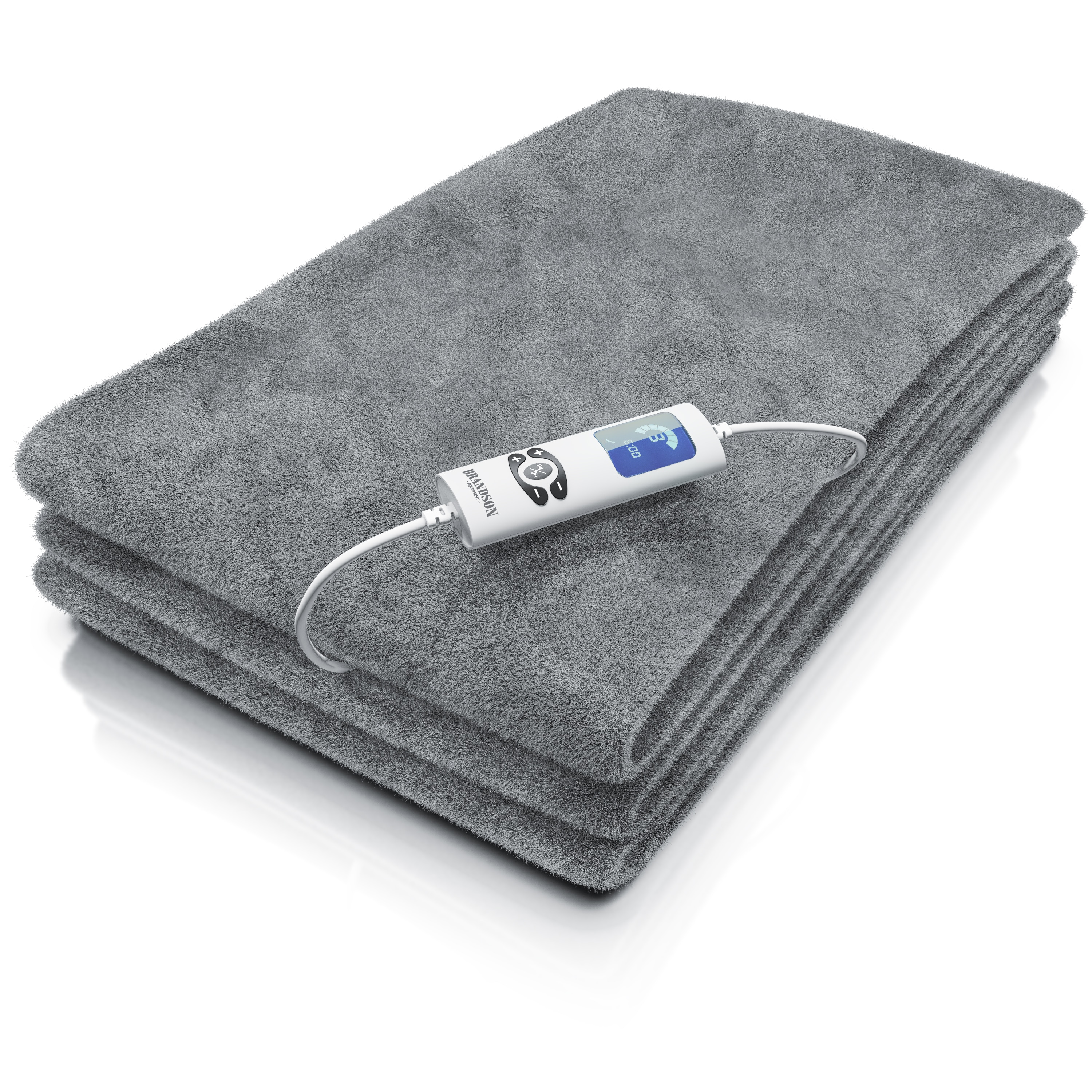 Brandson Heizdecke, elektrische W&auml;rmedecke XXL, 180x130cm, Kuscheldecke mit 3 Temperaturstufen, 120W, Abschaltautomatik, Timerfunktion, Grau - Bild 1
