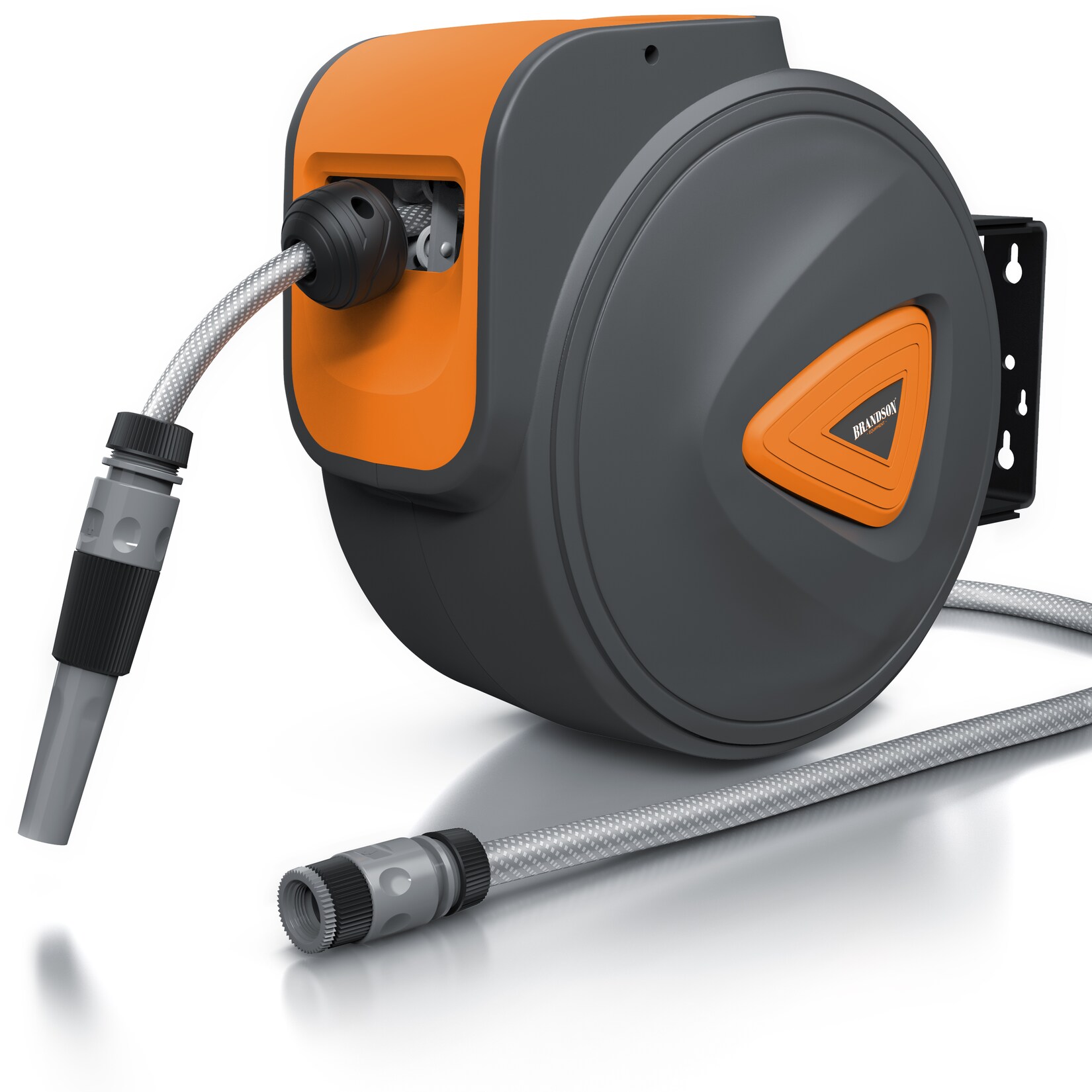Brandson 20 m Schlauchtrommel – Gartenschlauch – automatisch einziehbar – Schlauchdurchmesser 13 mm – 180 Grad drehbar – kompatibel mit Gardena | 04061474006871