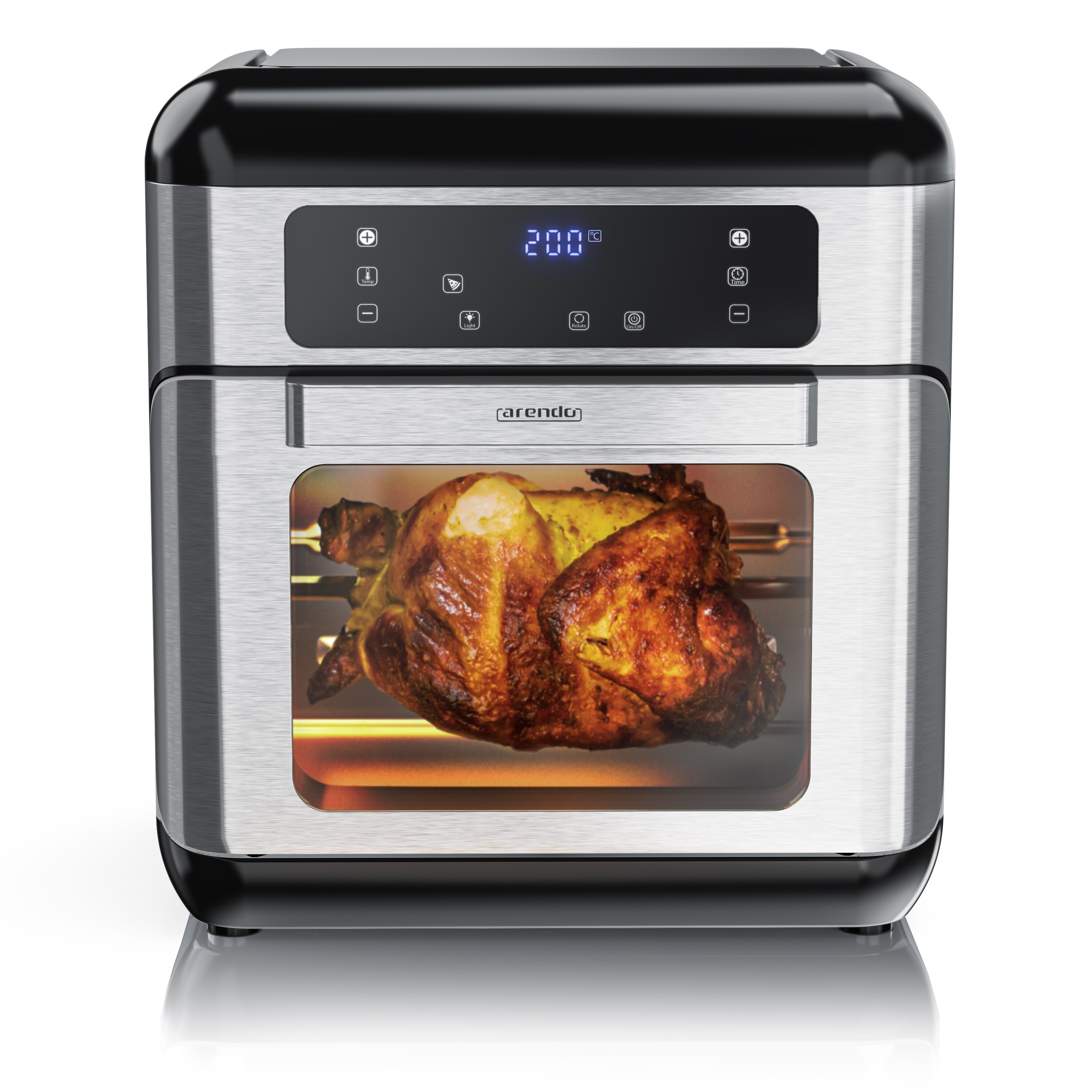 Arendo Hei&szlig;luftfritteuse, Minibackofen 10L, Airfryer, Mini Backofen mit Drehgrill, 1500 Watt, Timer, 8 voreingestellte Programme, ohne &Ouml;l, Backen - Bild 1