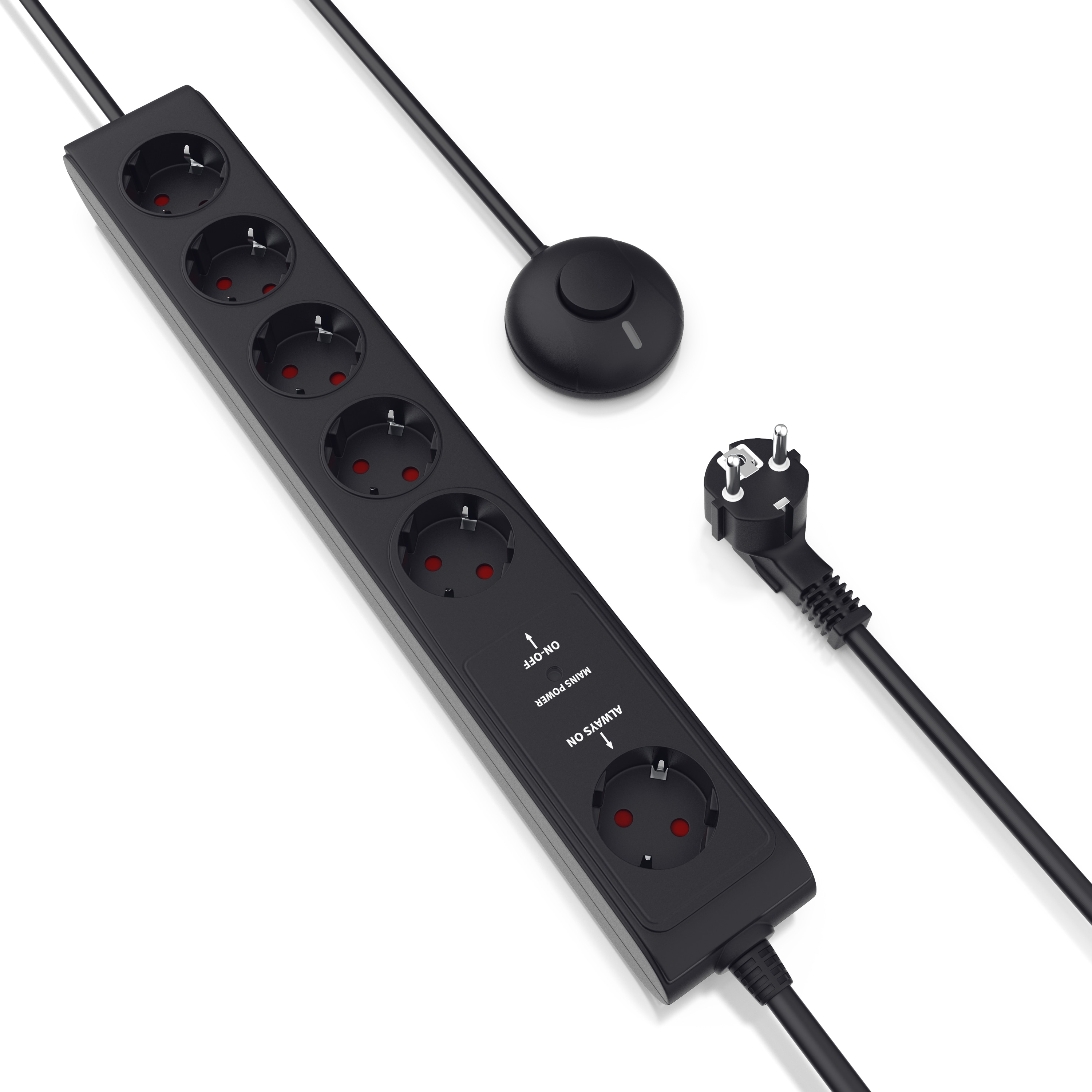 Arendo Steckdosenleiste Mehrfachsteckdose Steckerleiste 3680W, 6-fach - Bild 1