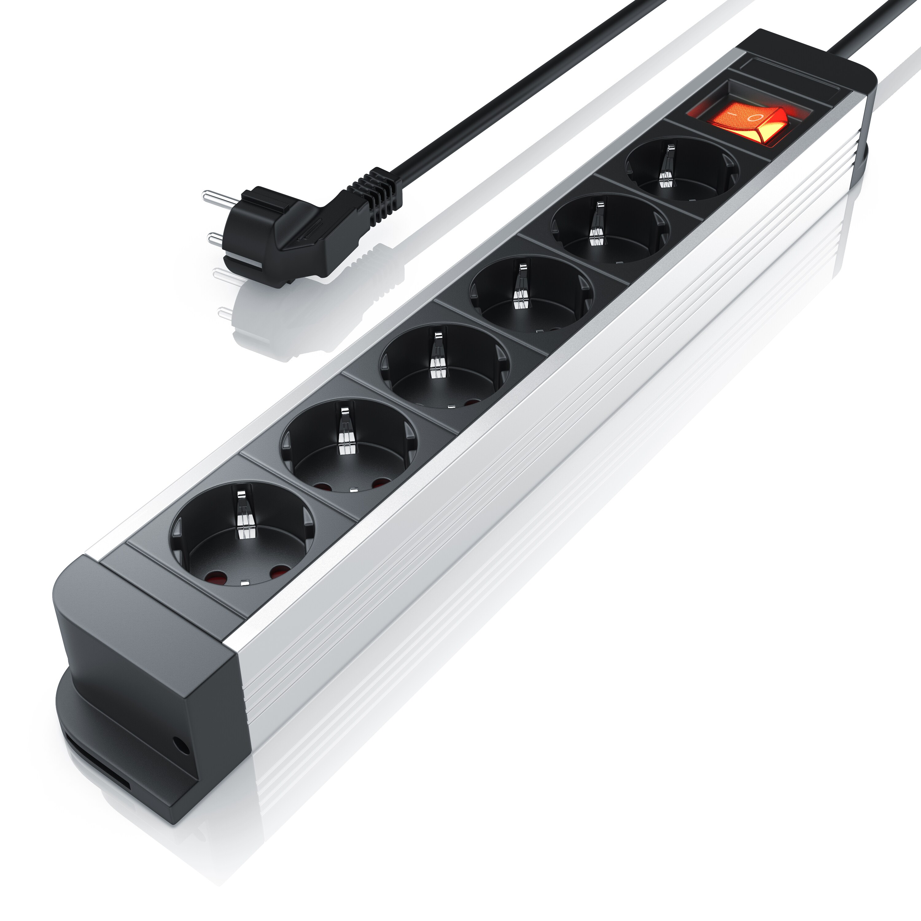 Arendo Steckdosenleiste Mehrfachsteckdose Steckerleiste 3680W, 6-fach - Bild 1