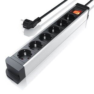 Arendo Steckdosenleiste Mehrfachsteckdose Steckerleiste 3680W, 6-fach - Bild 1