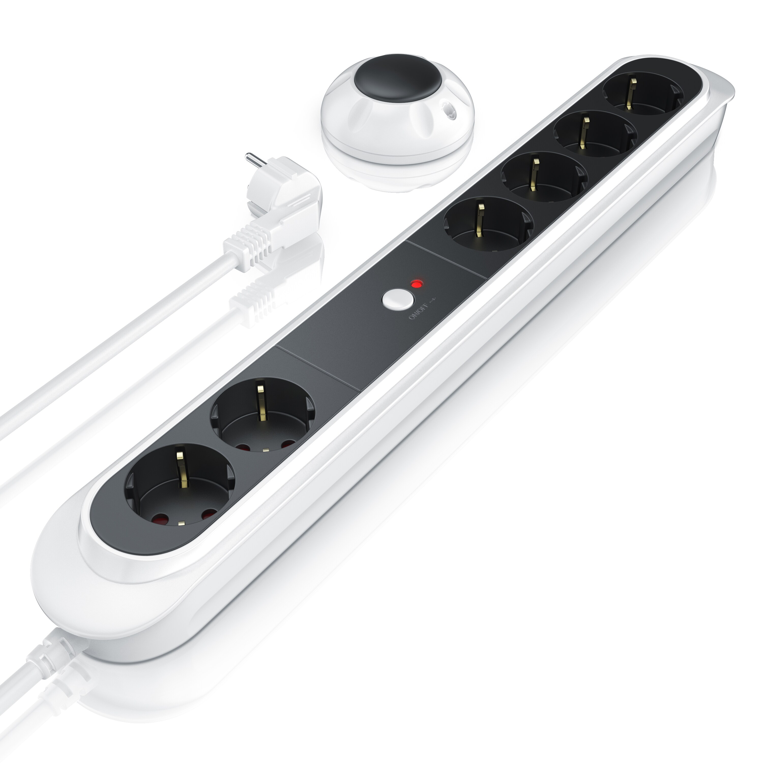 BEARWARE Steckdosenleiste Mehrfachsteckdose Steckerleiste 3680W, 6-fach - Bild 1