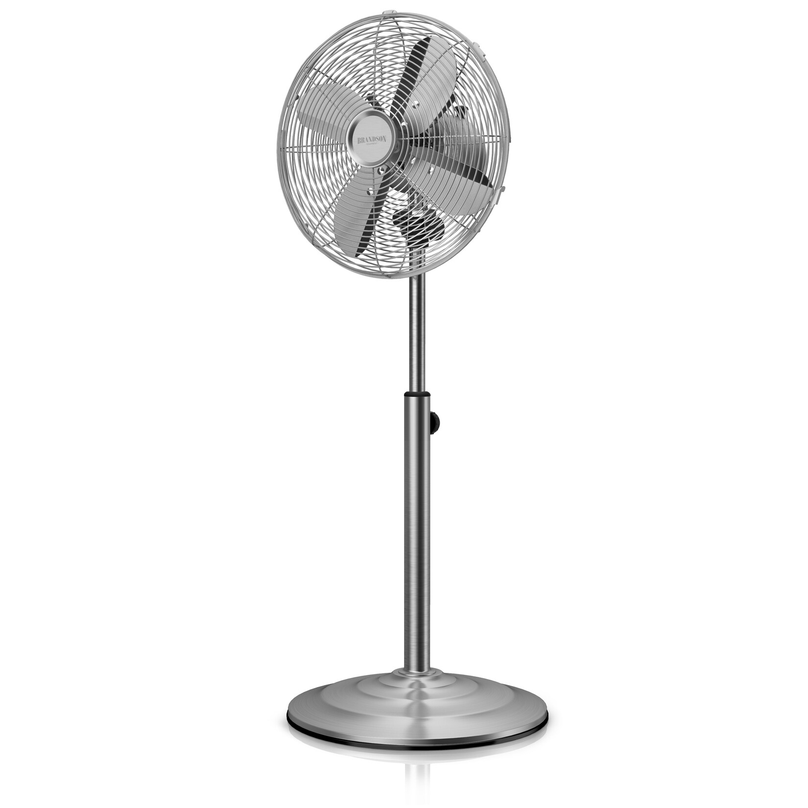 Brandson Standventilator 35W mit Oszillation 80 Grad im Chrom Design, 30 cm Rotor, höhenverstellbarer Standfuß, 3 Geschwindigkeiten, 30 Grad neigbar | 04061474006222