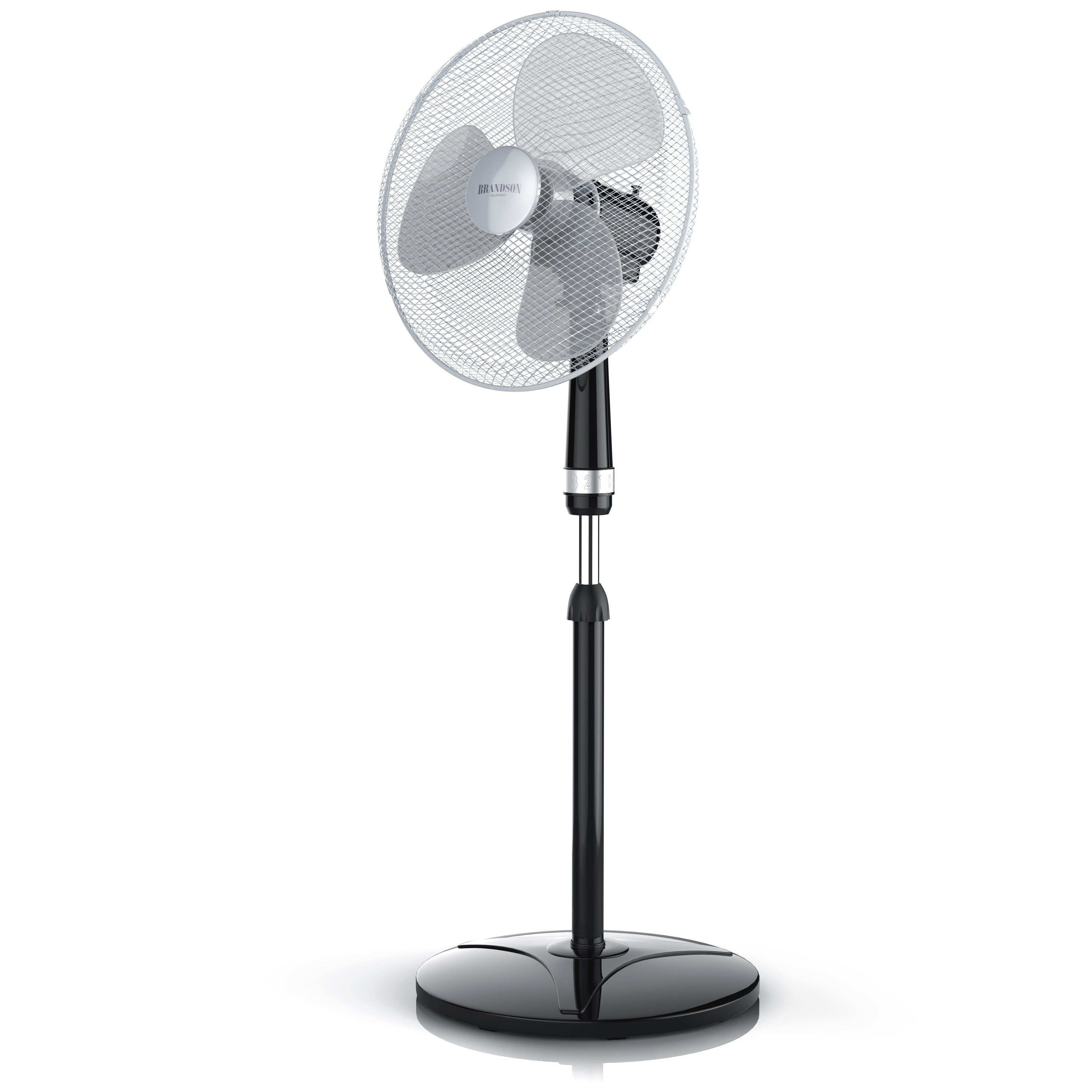 Brandson Standventilator 40cm, Ventilator Standfu&szlig; h&ouml;henverstellbar, hoher Luftdurchsatz, 3 Leistungsstufen, 80&deg; Oszillation, Schwarz/Silber - Bild 1