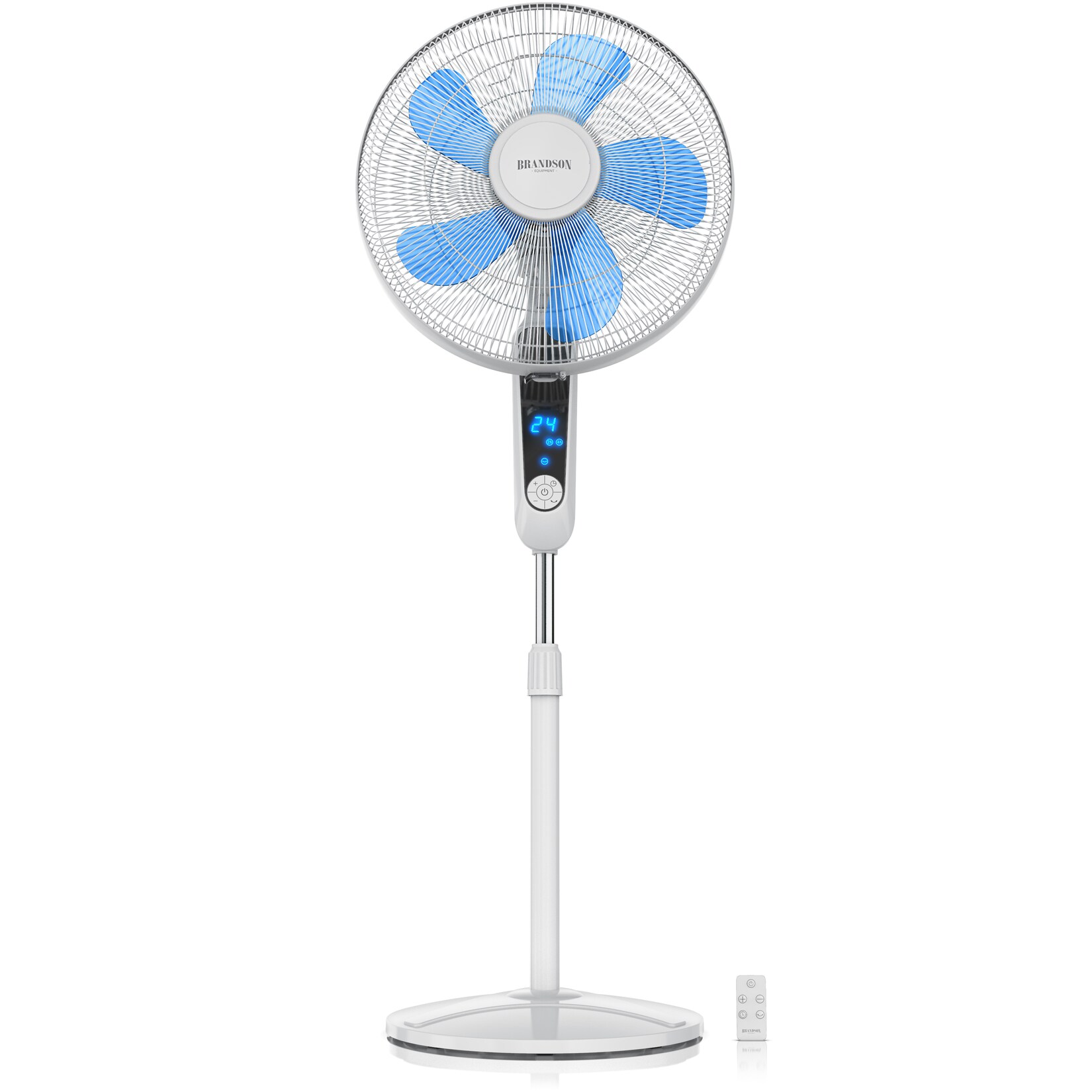 Brandson Standventilator DC Motor mit Fernbedienung + LED Display, Oszillation, Ventilator leise, Höhe verstellbar, energiesparend, Weiß | 04062861006832